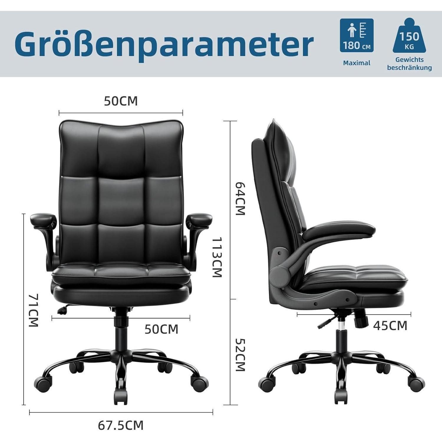 LuxusKollektion Chefsessel Bürostuhl Ergonomisch Chefsessel Schwarz, Kratzfeste