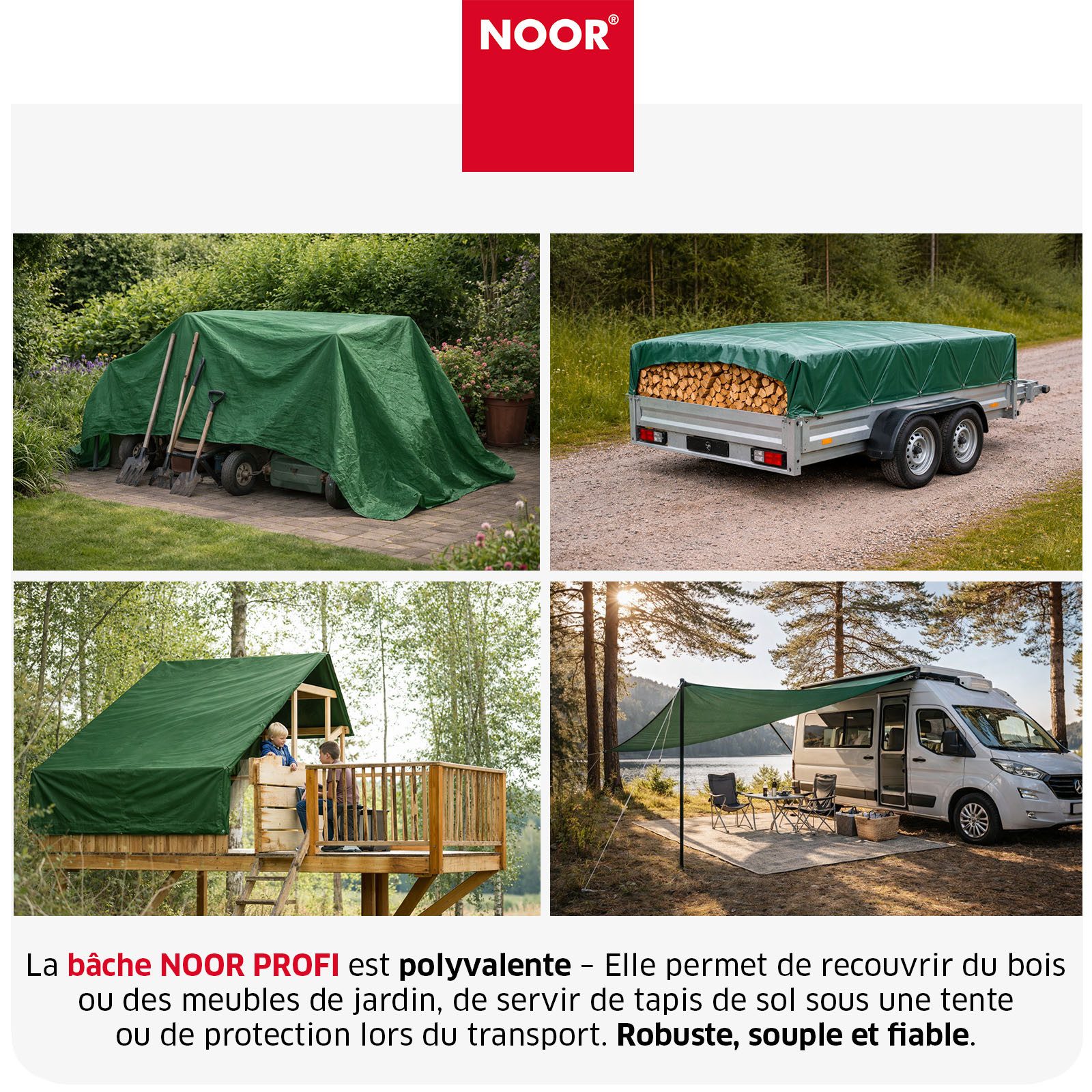 NOOR Schutzplane PROFI - reißfeste Universal-Abdeckplane - 140g/m², Gewebeplane für den Außenbereich, Garten, Baustelle & Camping – Bild 5 von 5