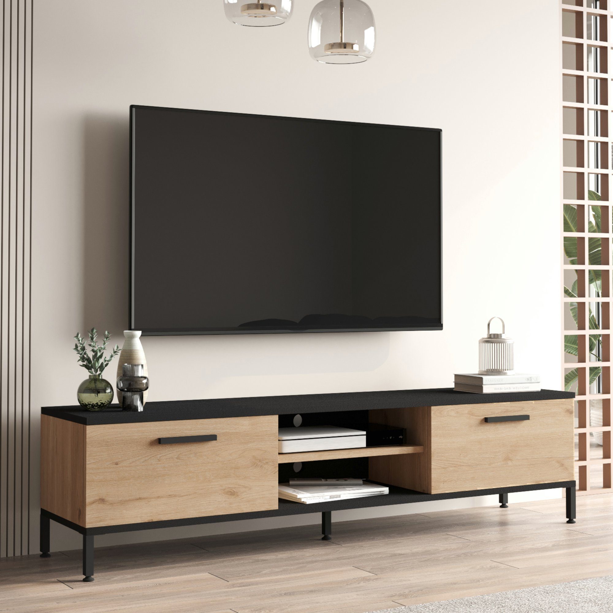 en.casa TV-Schrank »Lempäälä« mit 2 Schranktüren günstig online kaufen