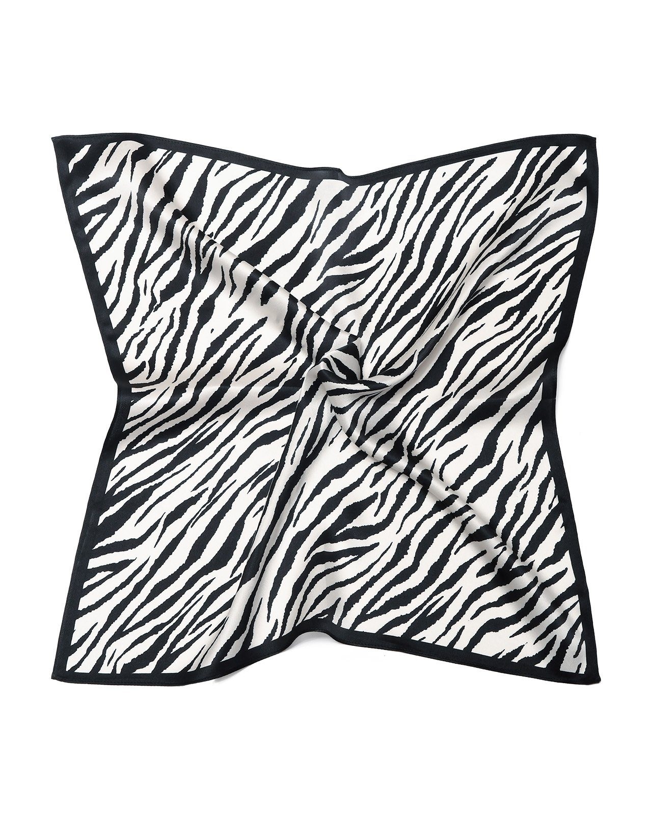 MayTree Seidentuch quadratisch,Zebra, 53x53 cm, schwarz weiß, Nickituch, Bandana-Schal, (Stück), 100% Seide