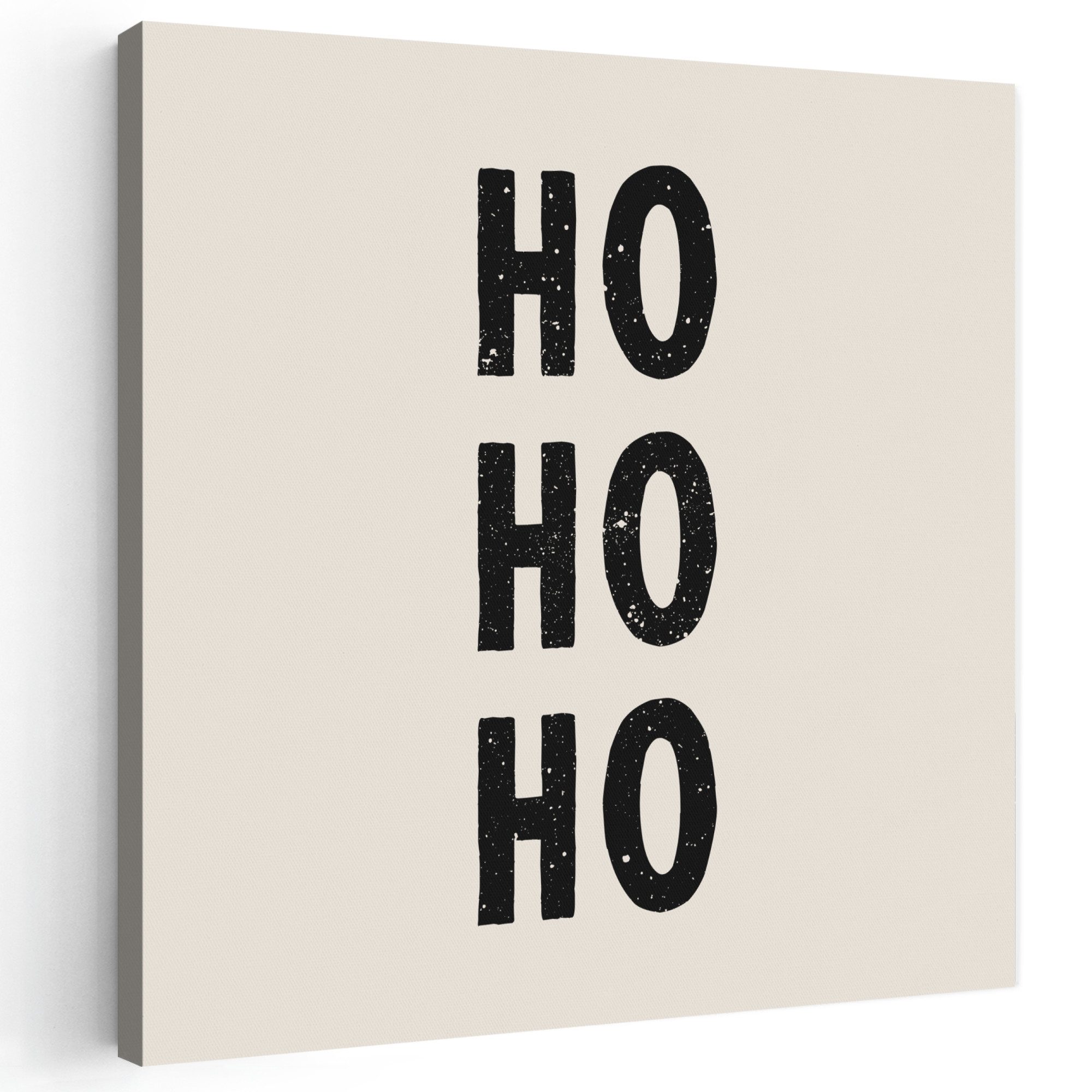 OneMillionCanvasses® Leinwandbild Weihnachten - Ho ho ho - Sprichwörter - Beige - Weihnachtsmann, Fotodruck (1 St), Wandbild, Deko Schlafzimmer Wohnzimmer Flur 20x20 cm