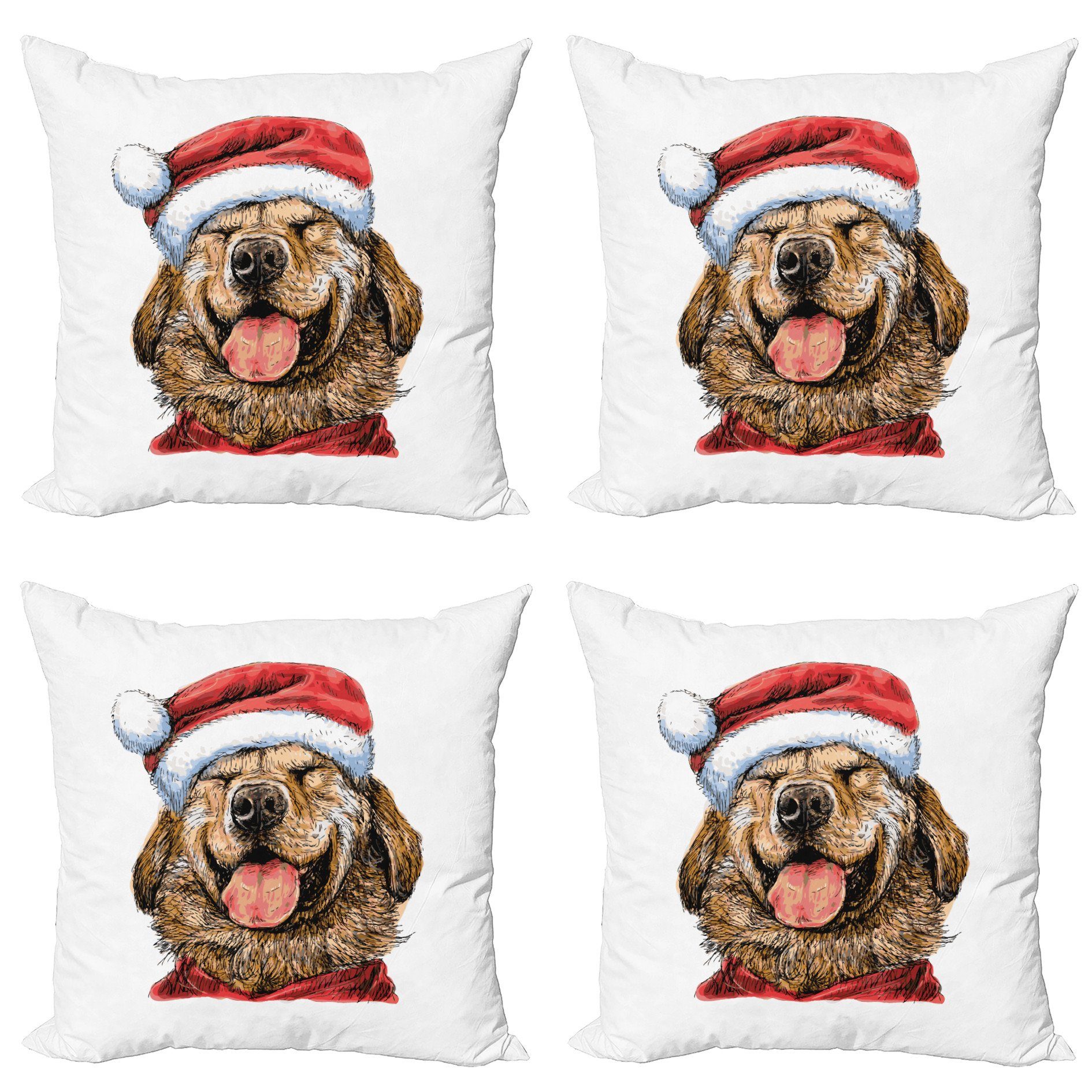 Kissenbezüge Modern Accent Doppelseitiger Digitaldruck, Abakuhaus (4 Stück), Labrador Lustige Terrier Lächeln Weihnachten