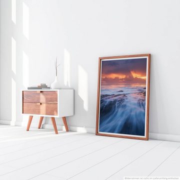 Sinus Art Poster Landschaftsfotografie  Wellen bei Sonnenaufgang 60x90cm Poster