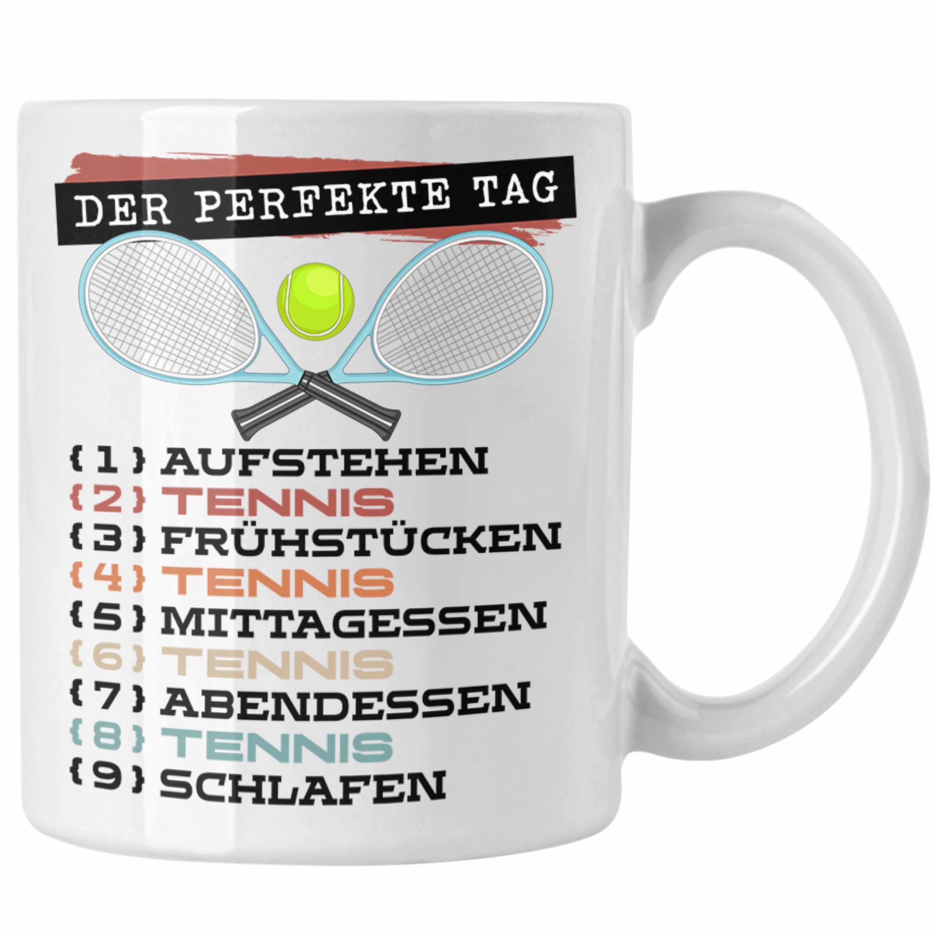 Trendation Weiss Becher Trendation - Tag Der Geschenk Tennis Tasse Perfekte Tennis-Spie Tasse