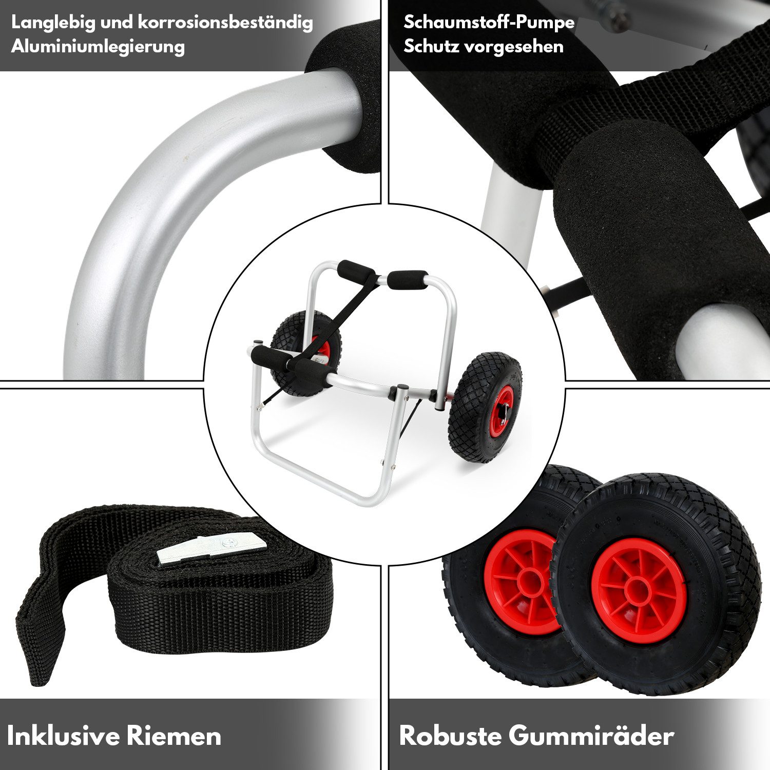 Clanmacy Transportwagen 1pcs Kajakwagen Bootswagen Kanuwagen Alu Rollwagen faltbar 80kg