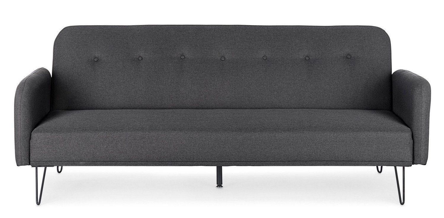 Natur24 Schlafsofa Sofa Bridjet mit Stoff Schlaffunktion 200x82x81cm Metallbeine Schwarz