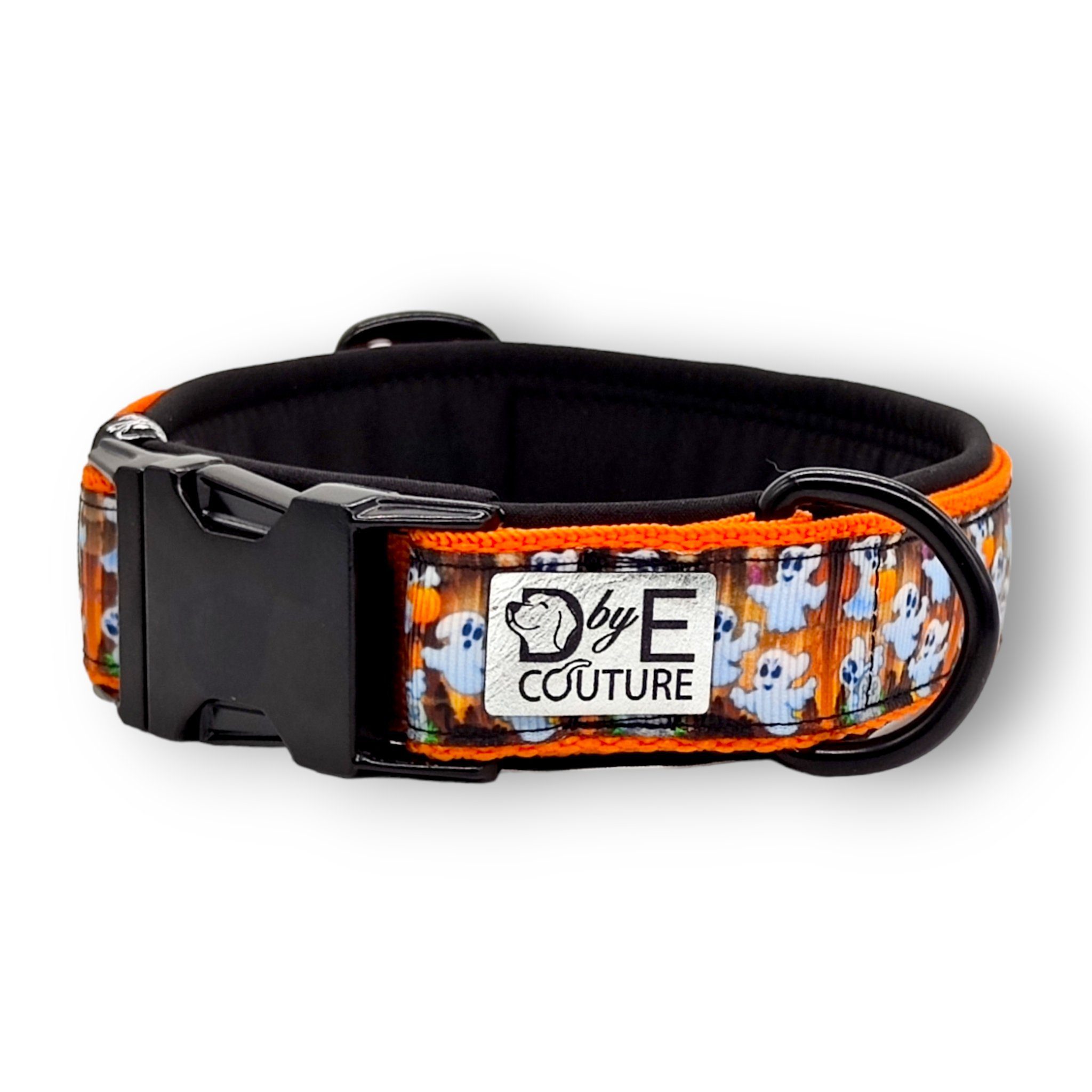 D by E Couture Hunde-Halsband "Happy Halloween II", gepolstert, verstellbar, 30mm breit, Handmade