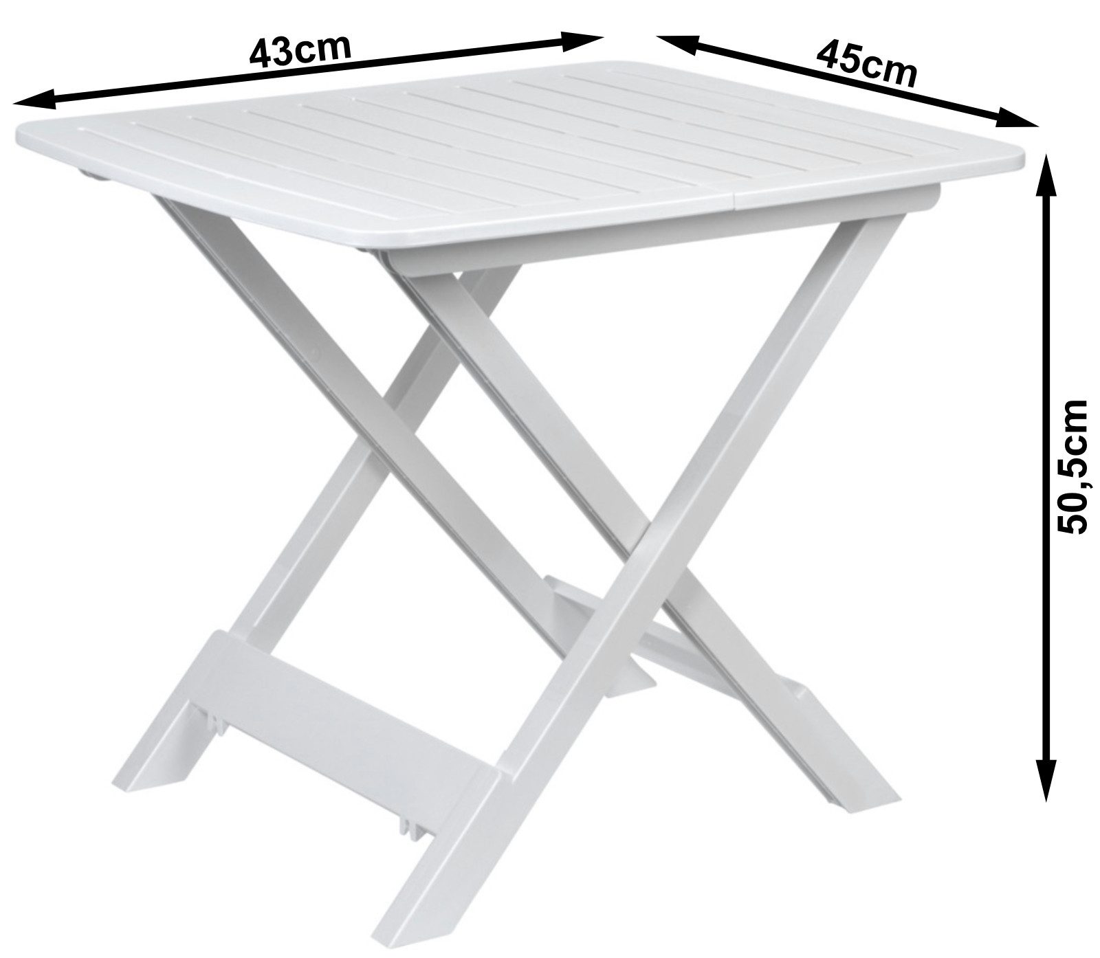 Progarden Klapptisch Beistelltisch Campingtisch Kunststoff Gartentisch Klein 50 cm weiß (Stück, 1-St., Packung), Gartentisch, leicht, zusammenklappbar, Kunststoff