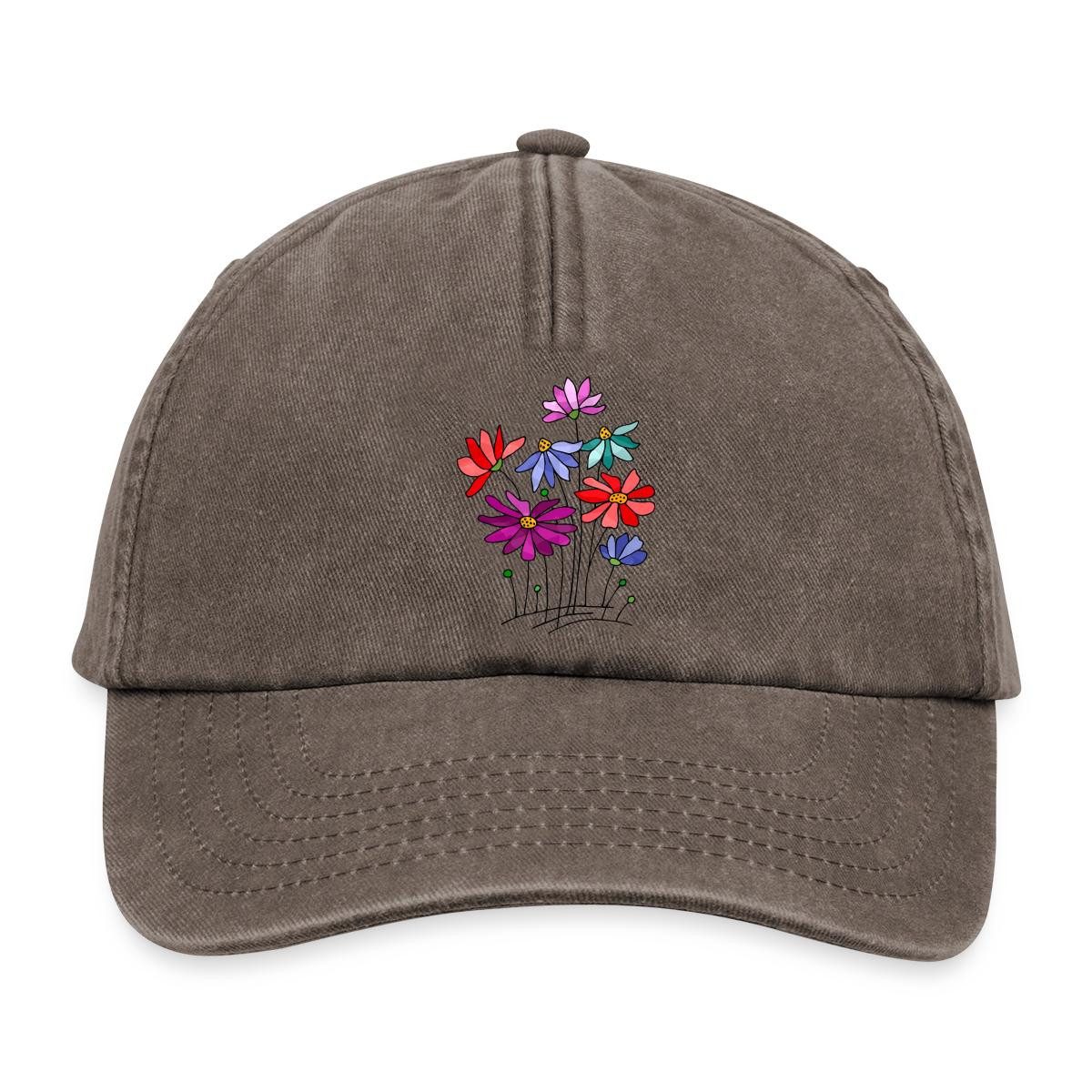 Spreadshirt Baseball Cap Blumen, Blumenwiese Vintage Cap (1-St)