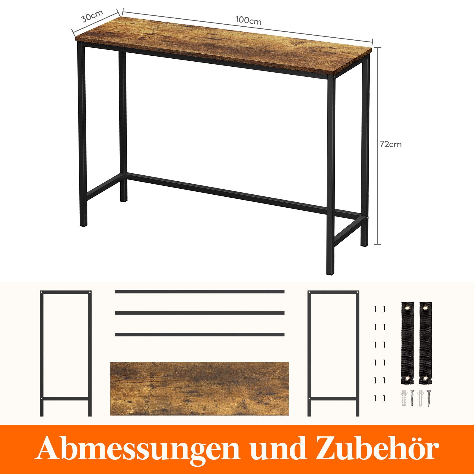 Lifewit Wangentisch Konsolentisch Metallrahmen, schmaler Flur Beistelltisch rustikal. (Set, 1 Tisch), Kratzfest, Lagerung