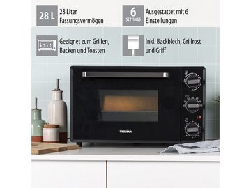 Tristar Minibackofen, Kleiner 28L Tisch-Backofen Mini-Ofen mit Umluft & Timer Pizzabackofen