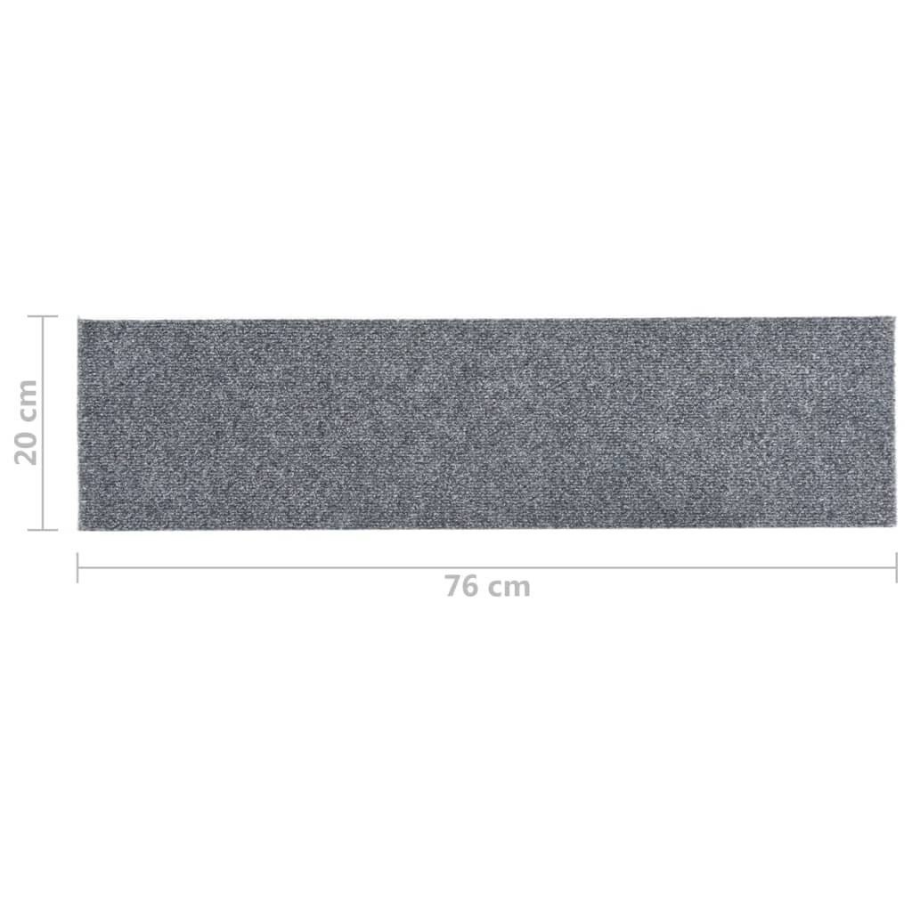 Stufenmatte Selbstklebende Treppenmatten 15 vidaXL, cm Hellgrau, Stk 76x20 mm 20 Höhe