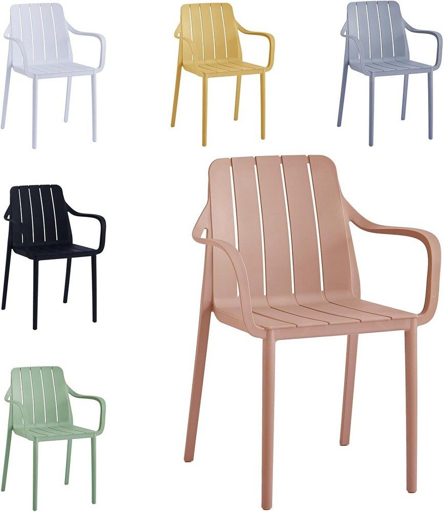 VORTIVO Gartenstuhl stapelbar – wetterfest, bis 200 kg, für Balkon, Terrasse & Esszimmer (Einzelstuhl), bis zu 200 kg belastbar