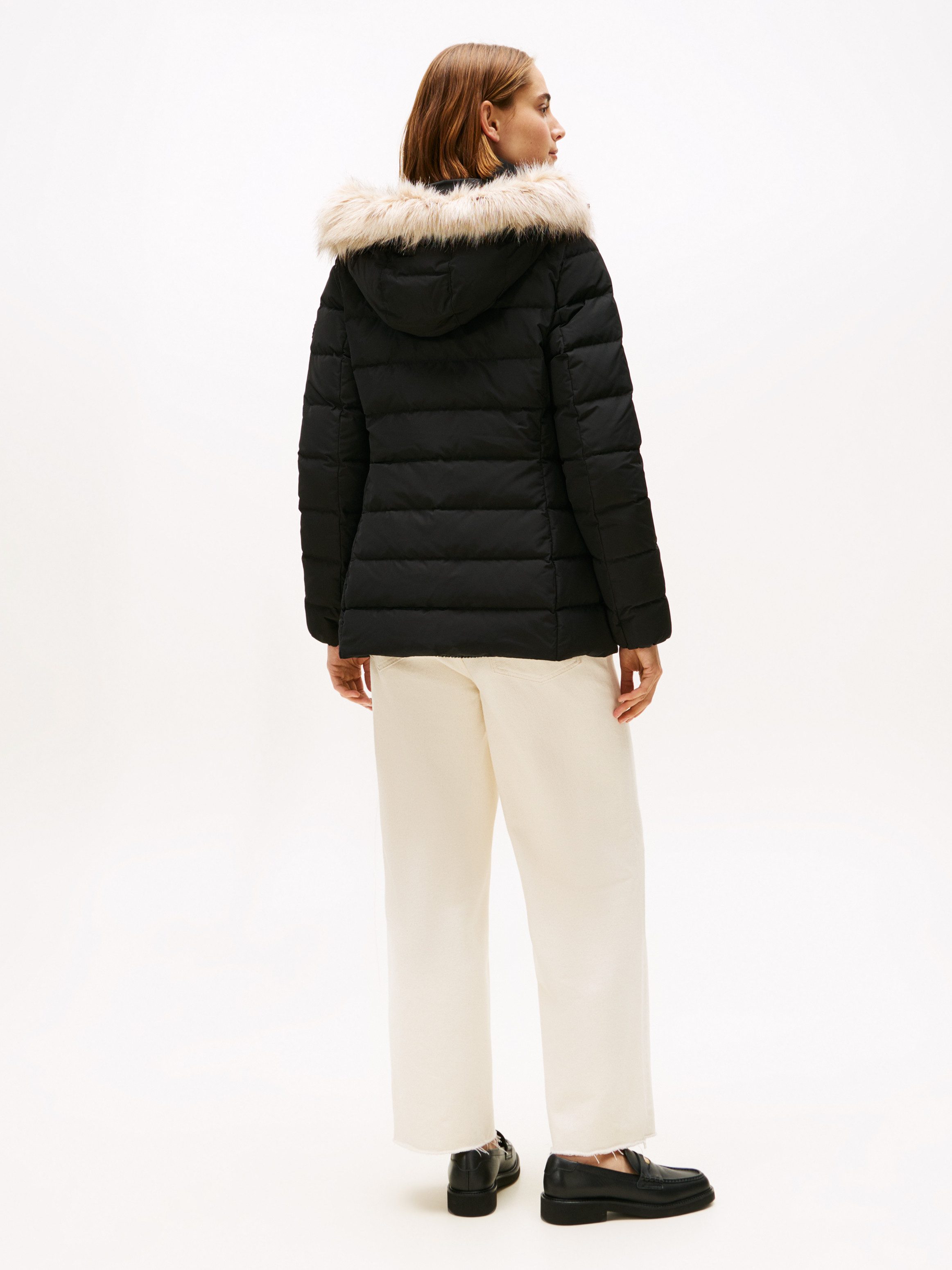 Tommy Hilfiger Steppjacke MW DOWN SLIM JACKET WITH FUR mit Fellimitat