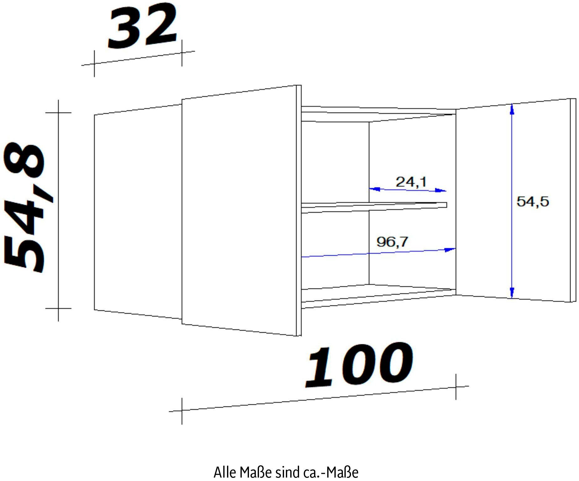 x T) x (B Metallgriffen cm, Vintea mit Hängeschrank x x 32 54,8 100 H Flex-Well