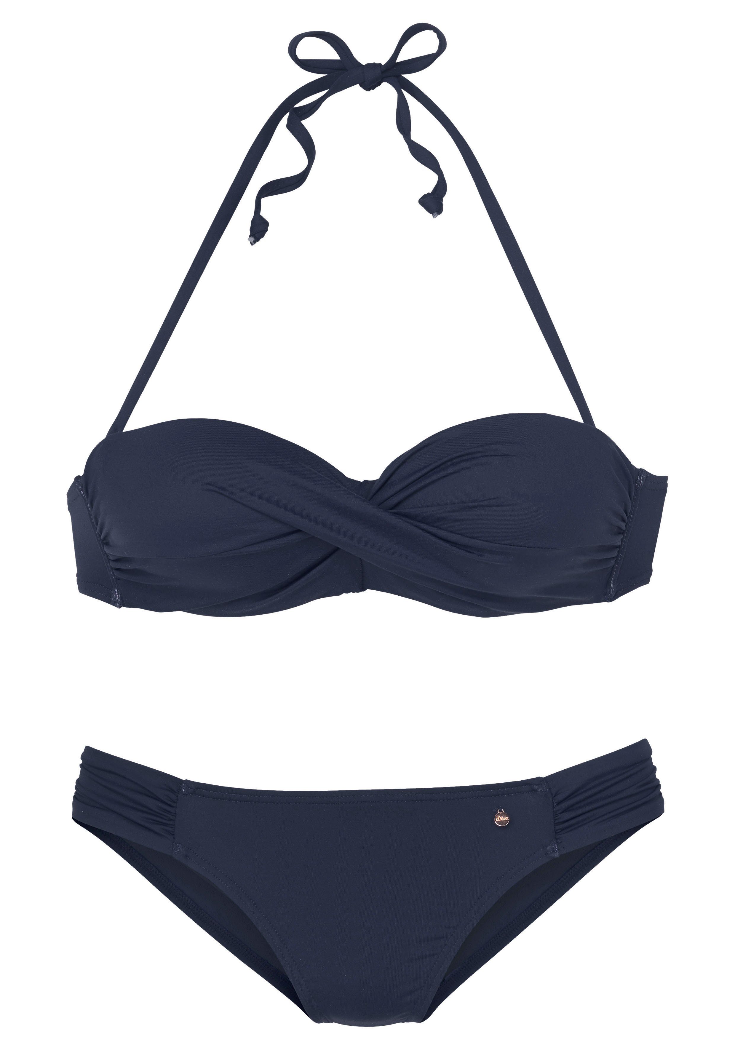 marine Bügel-Bandeau-Bikini mit Raffung s.Oliver