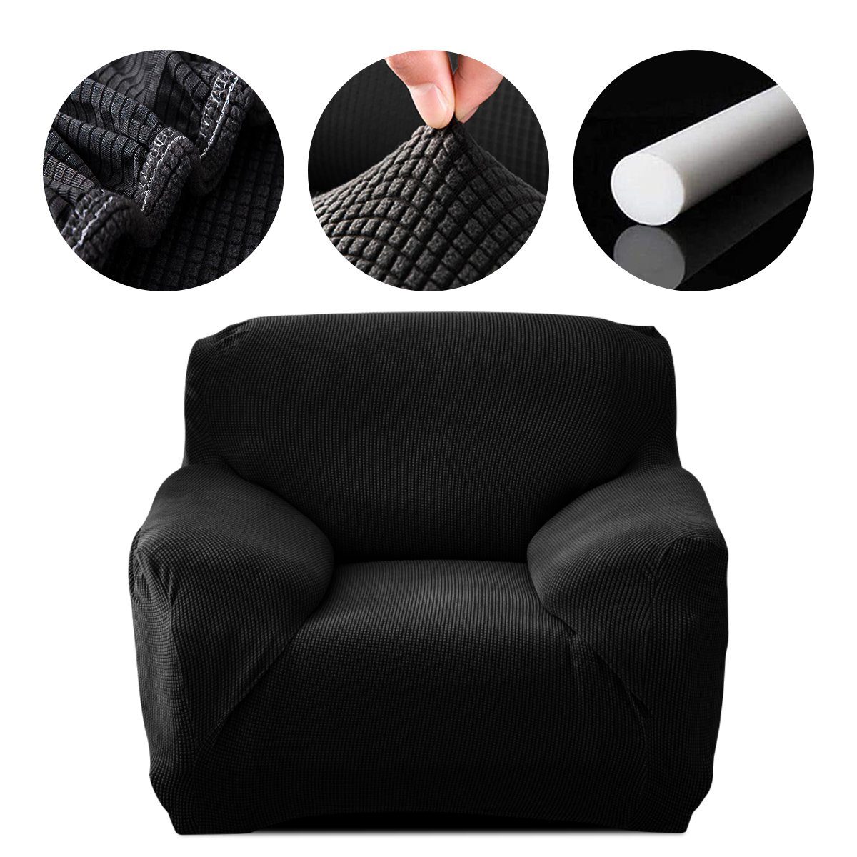 Sofahusse, 7Magic, Stretch Sofabezug Elastische Sofa Schwarz Couchbezug Abdeckung