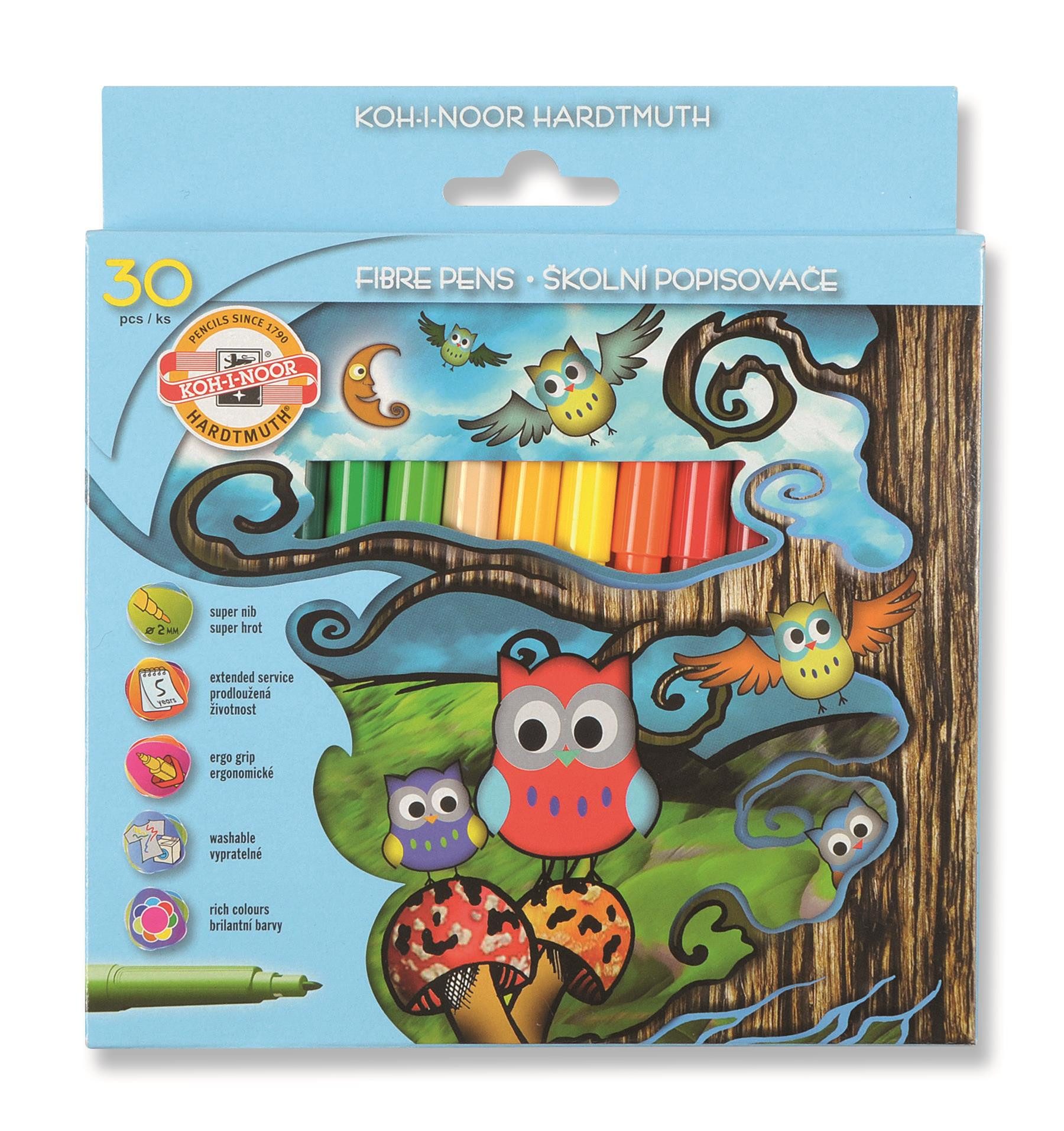 KOH-I-NOOR Malstift KOH Fasermaler Eule 2 mm Spitze 30er Papp-Etui