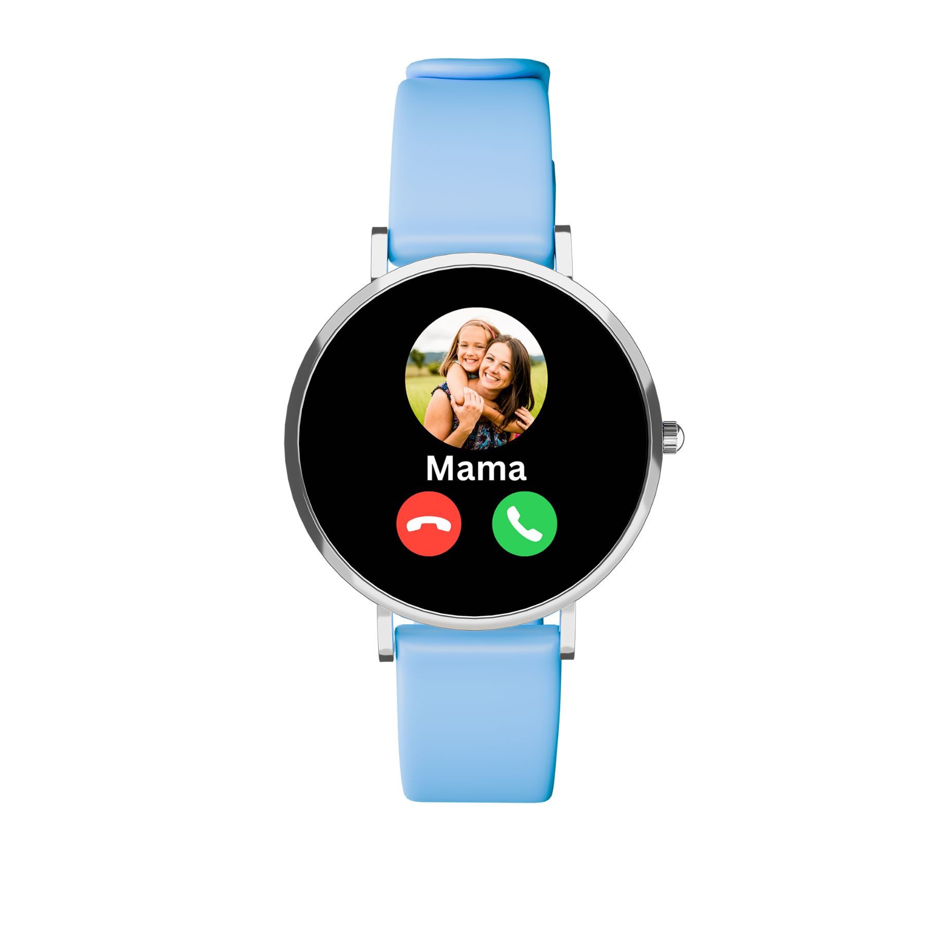 XCOAST Lino-Time in Blau, extra kleine, praktische Kinder Smartwatch (3,7 cm) Set, nur 6,9mm hoch, 6 Tage Akku Laufzeit, Spiele, >100 Sportarten, SOS NOTRUF, 6 Tage Akku, IP68 wasserdicht, Edelstahl, flach