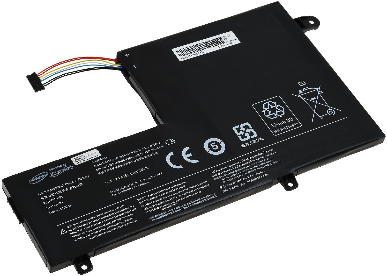 Powery Akku für Lenovo Typ L14L3P21 Laptop-Akku 4050 mAh (11.1 V)
