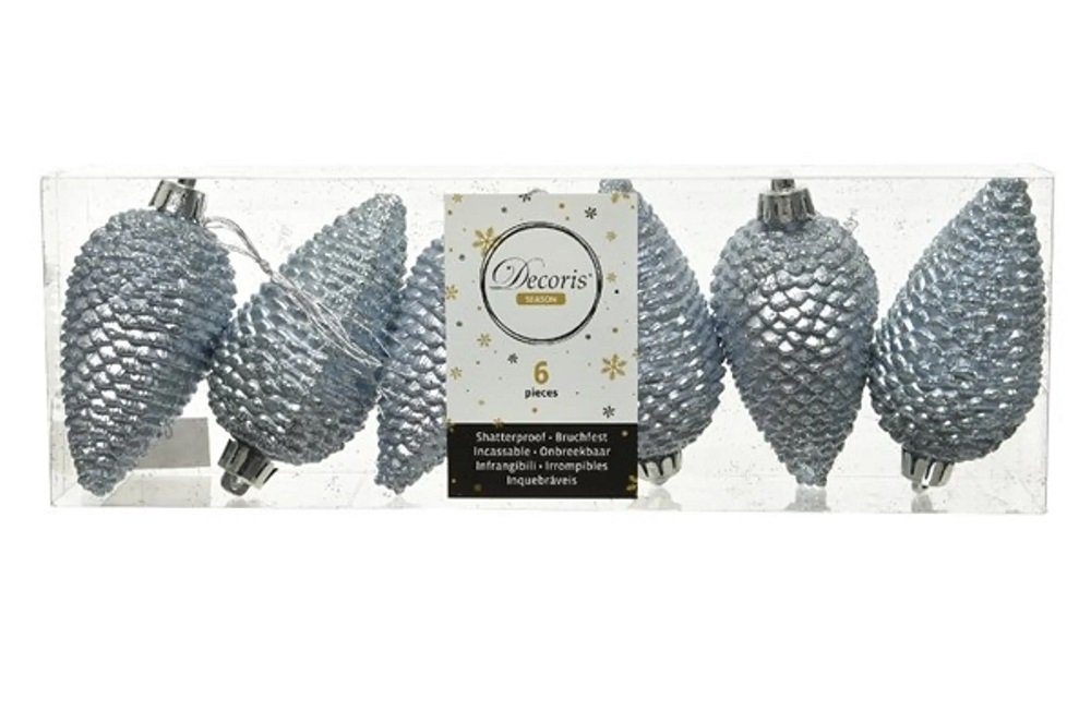 Kaemingk Weihnachtsbaumkugel Christbaumschmuck Zapfen bruchfest Ø 4,5 cm H 8 cm 6 Stück grau
