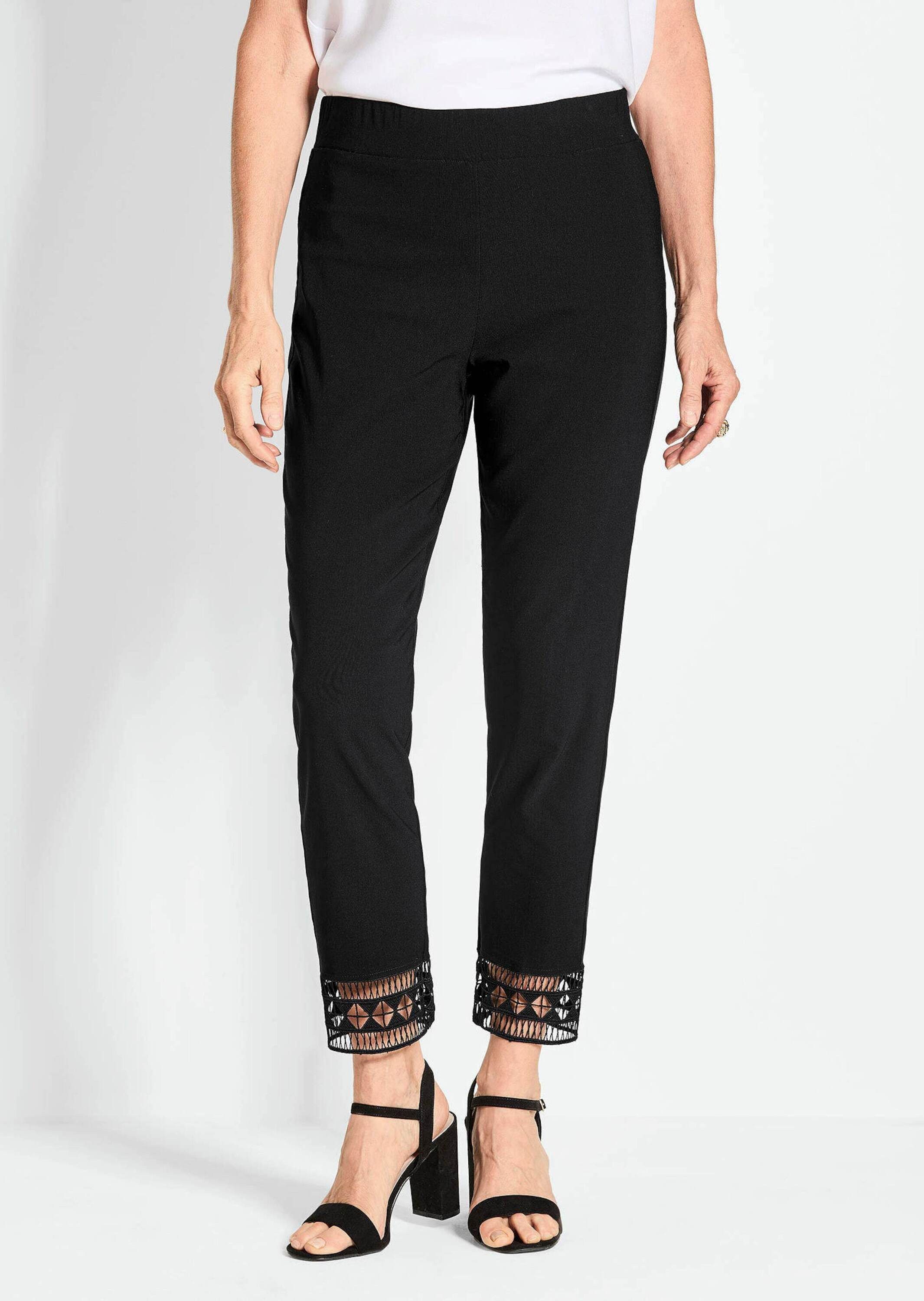 GOLDNER Schlupfhose Kurzgröße: Freizeithose LOUISA mit Spitze Knöchellange günstig online kaufen