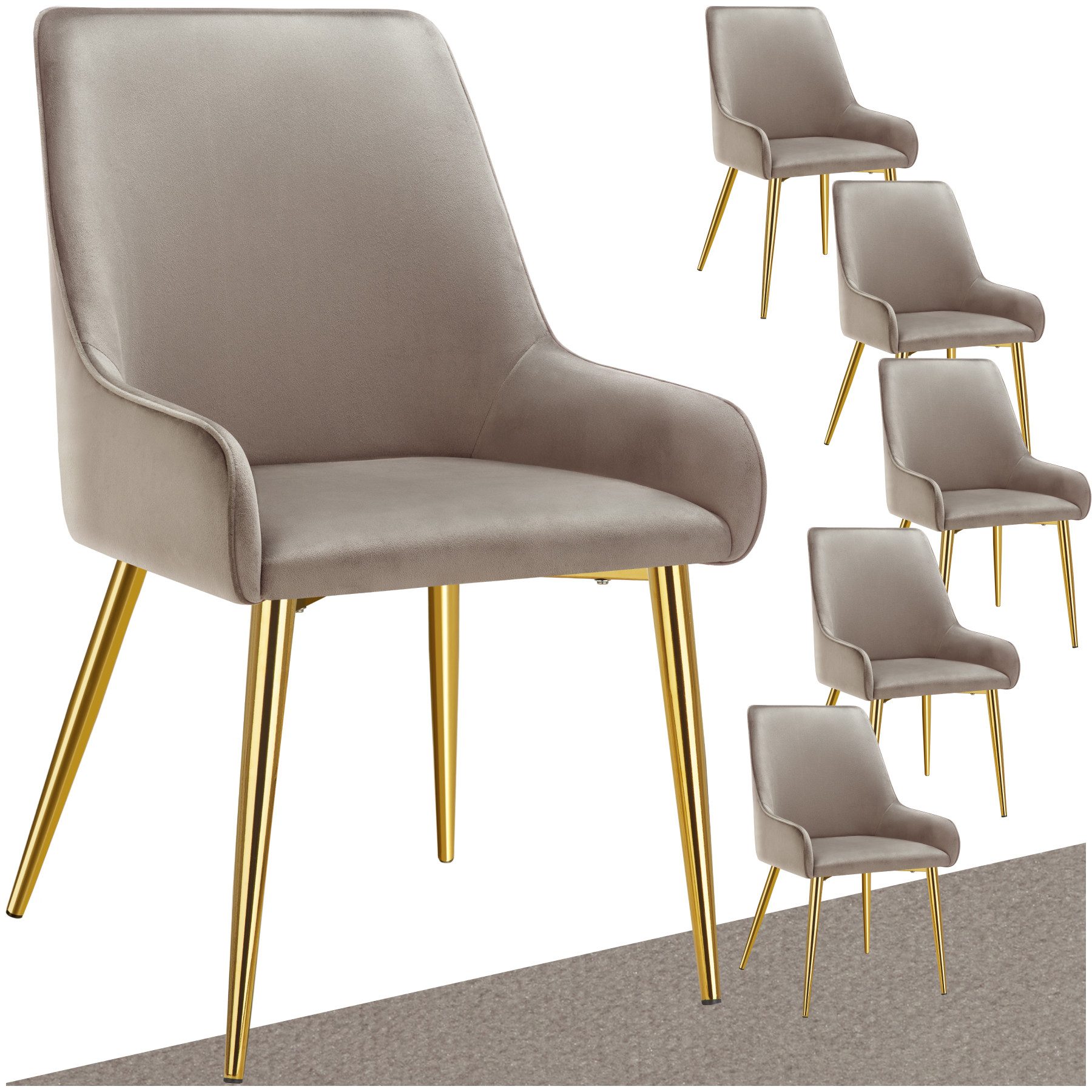 tectake Esszimmerstuhl Polsterstuhl Avane, Samtoptik, Belastbarkeit 120 kg günstig online kaufen