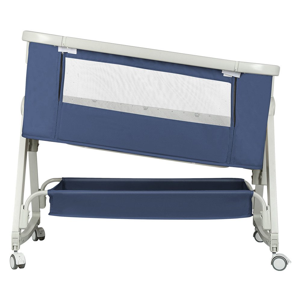 JEOBEST Beistellbett 3 in1 Babybetten mit Rollen, Beistellbett Baby mit Moskitonetz, (6 Fach Höhenverstellung und Neigungsverstellung)mit Aufbewahrungskorb