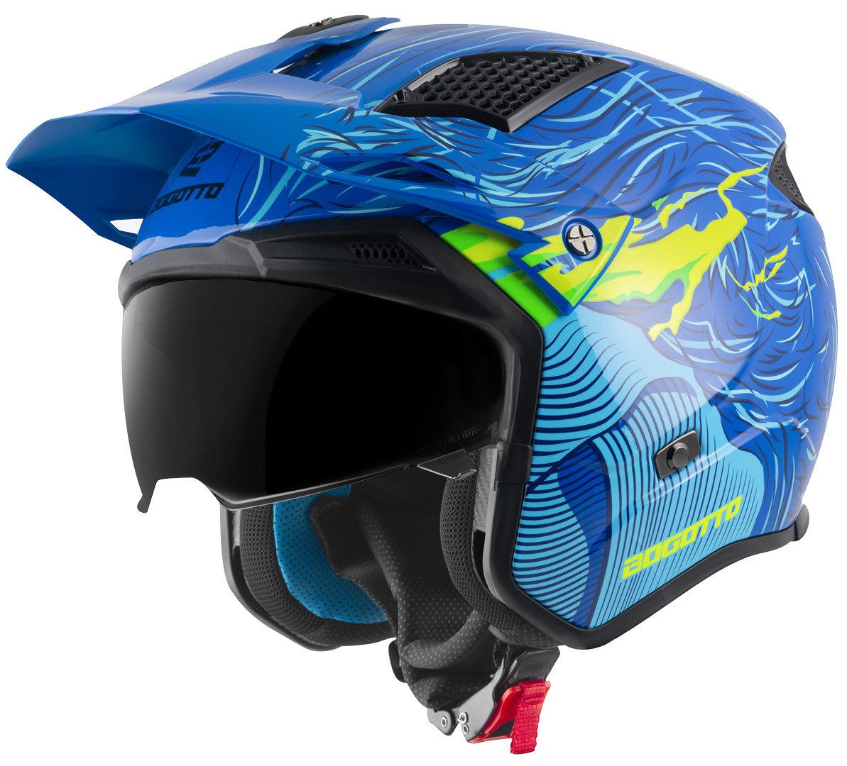 Bogotto Motorradhelm Radic Bestia 22.06 Helm, Herausnehmbares Innenfutter,integriertes Sonnenvisier