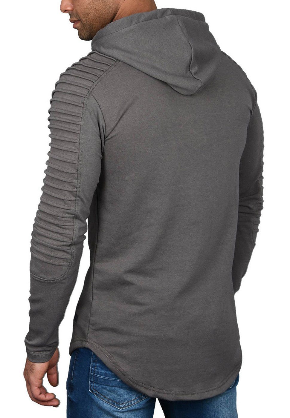 Alessandro Salvarini Hoodie Herren Longsleeve Oversize – Biker Look mit Kapuze Langarm Hoodie mit Stretch und Stepp-Einsätzen