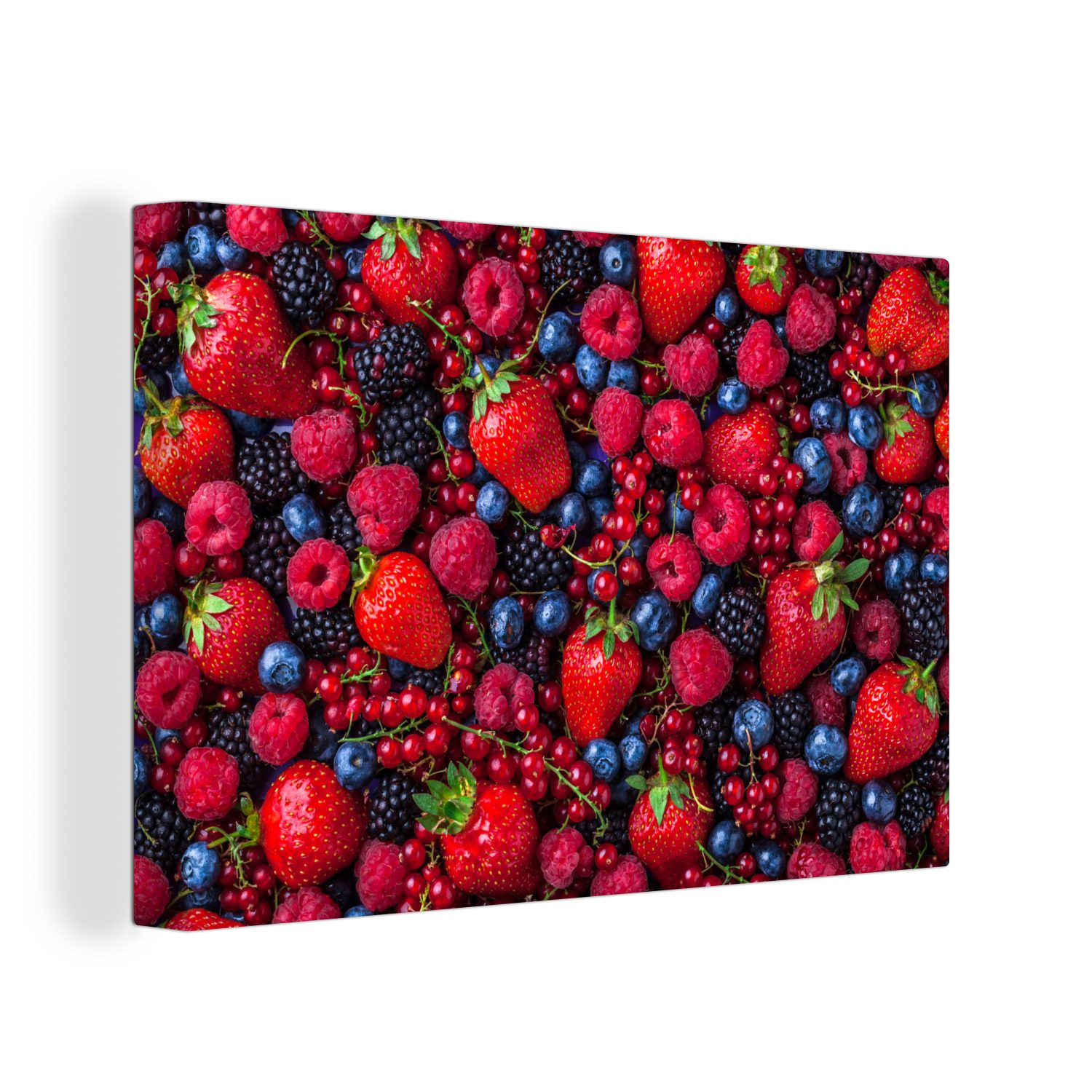 Obst Erdbeere, Leinwandbild OneMillionCanvasses® cm - Wald Aufhängefertig, Wandbild Leinwandbilder, (1 - Wanddeko, 30x20 St),