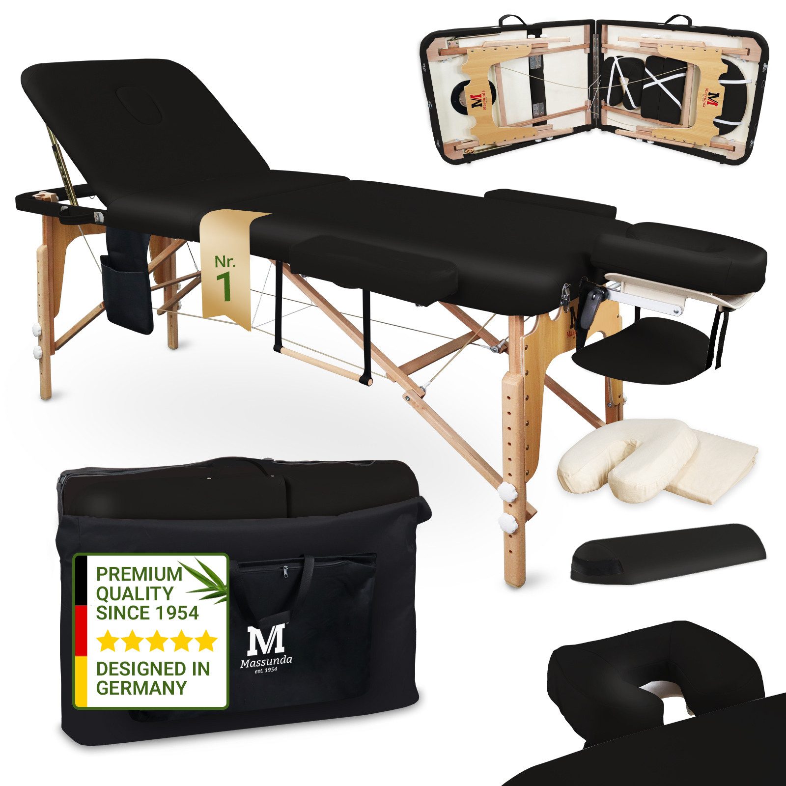 Massunda Massageliege Massunda All-Inclusive – Höhenverstellbar & Mobil mit Armauflage