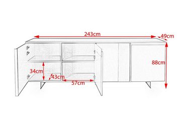 KAWOLA Sideboard ALBUS, grau lackiert versch. Zierfarben