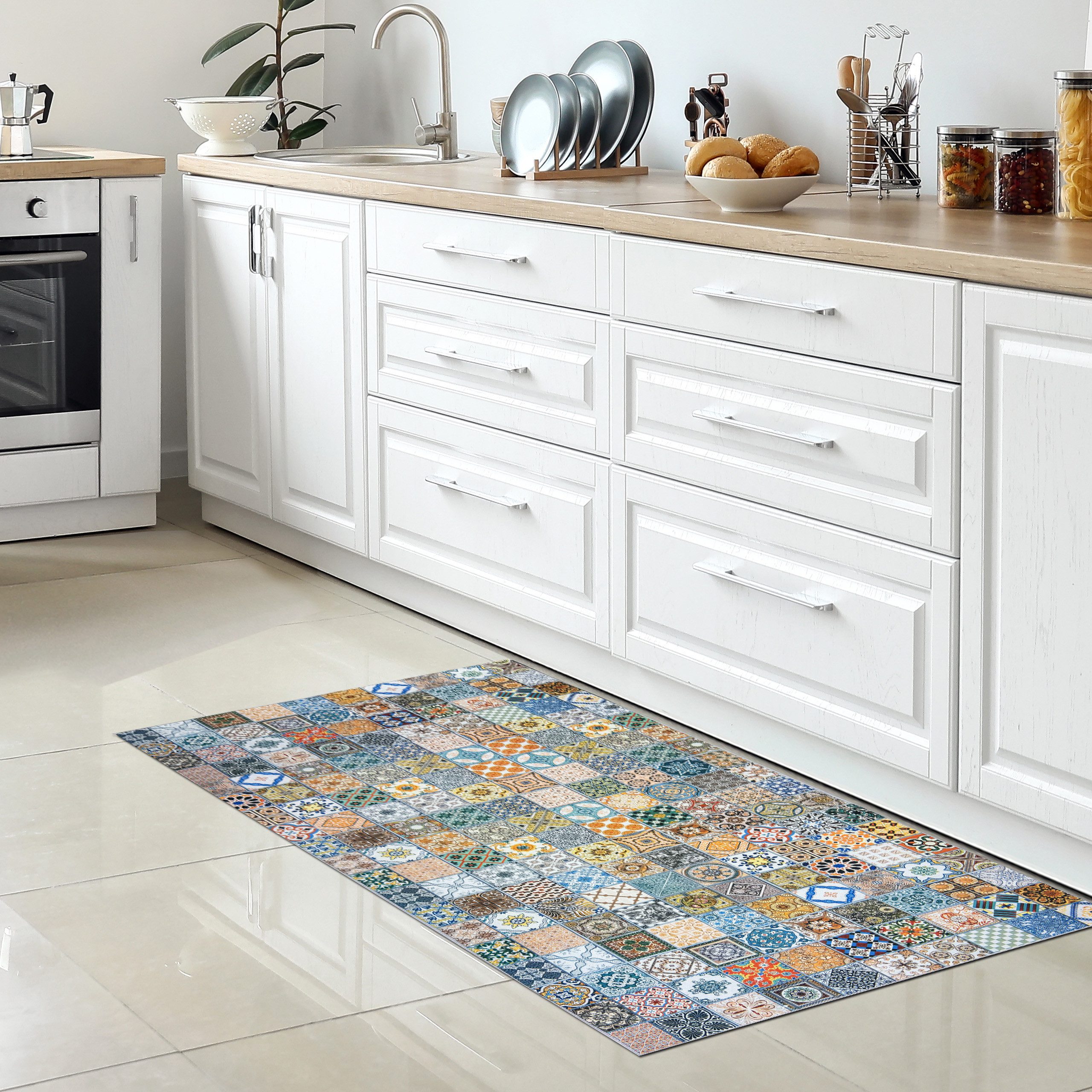 Carpetia Küchenläufer Küchenteppich Modern, rechteckig, Höhe: 5 mm, rutschhemmender Rücken, pflegeleicht, robust
