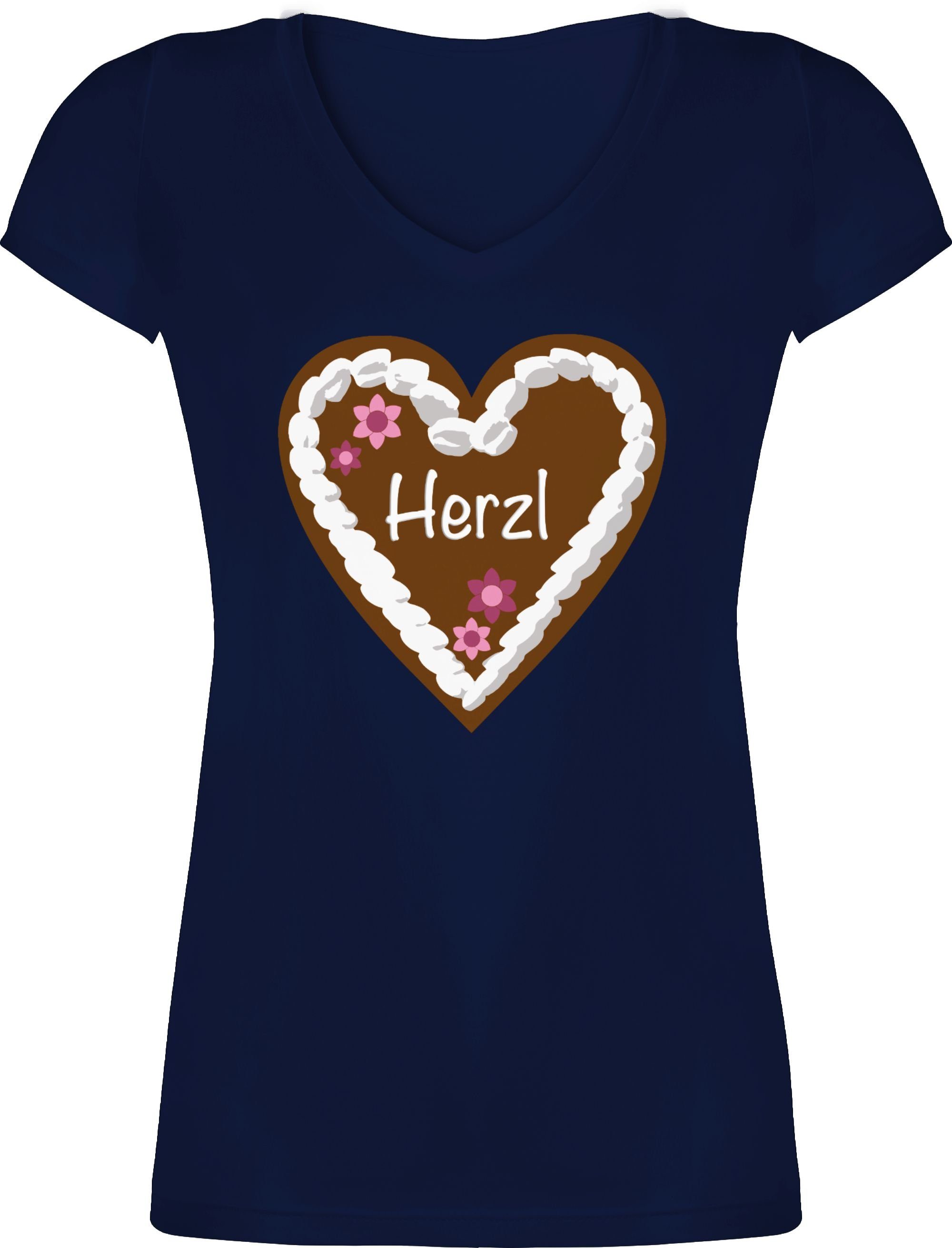 Shirtracer T-Shirt »Lebkuchenherz Herzl - Mode für Oktoberfest Damen -  Damen T-Shirt mit V-Ausschnitt« Party Outfit Bayern Trachtenshirt Trachten  Shirt online kaufen | OTTO