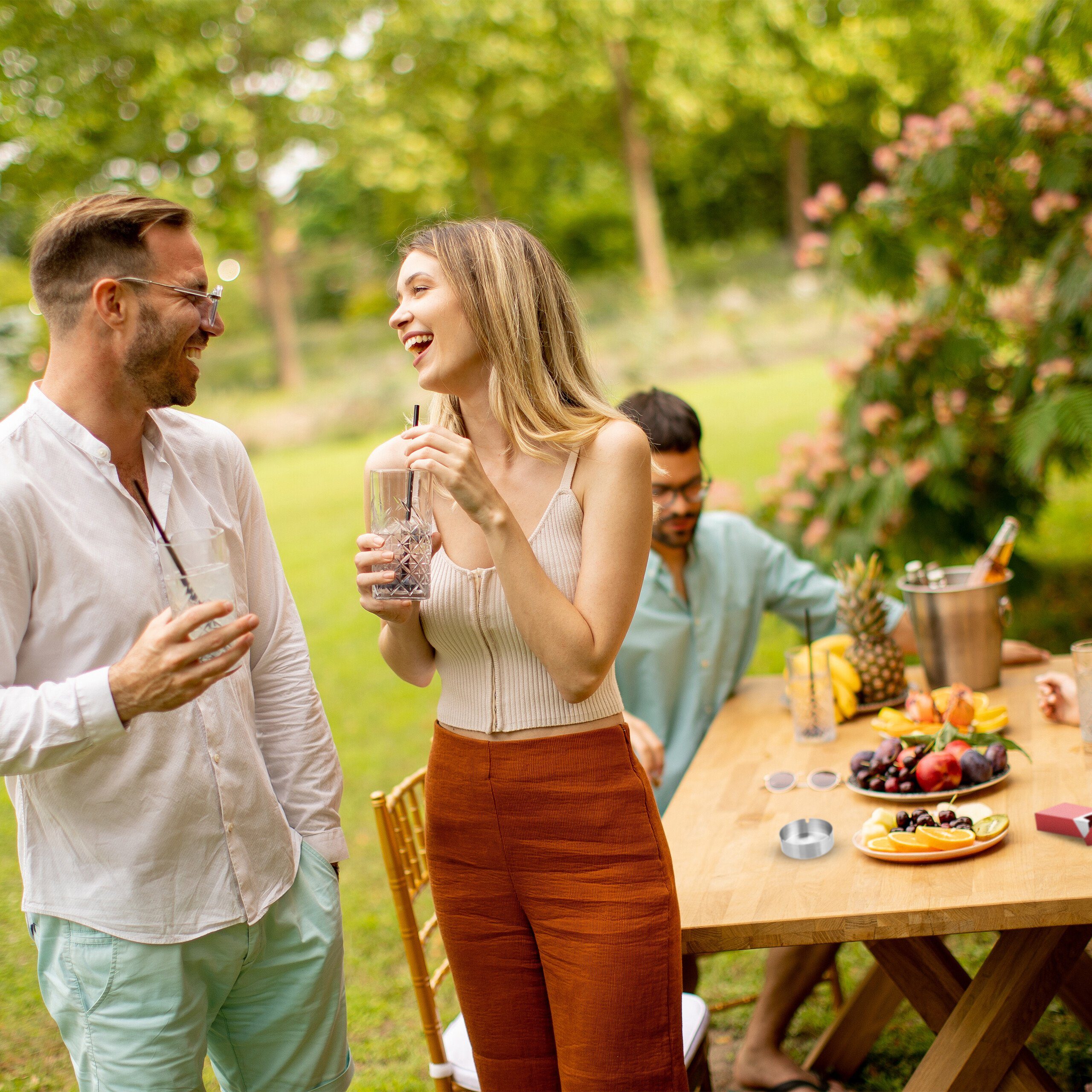 relaxdays Aschenbecher Edelstahl 4er Set