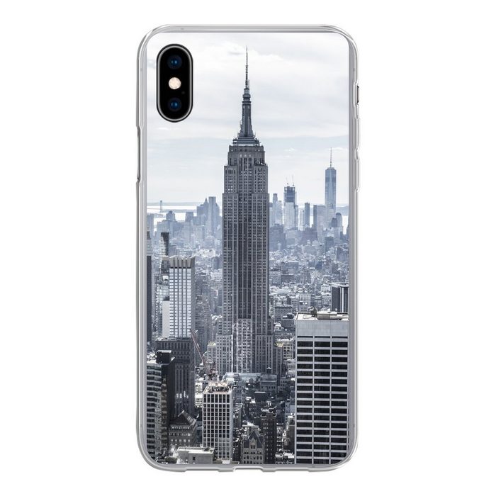 MuchoWow Handyhülle Bewölkter Himmel über dem Empire State Building in Amerika Handyhülle Apple iPhone Xs Smartphone-Bumper Print Handy