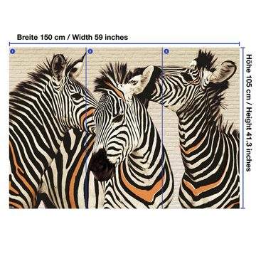 wandmotiv24 Fototapete Zebras Vintage, glatt, Wandtapete, Motivtapete, matt, Vliestapete