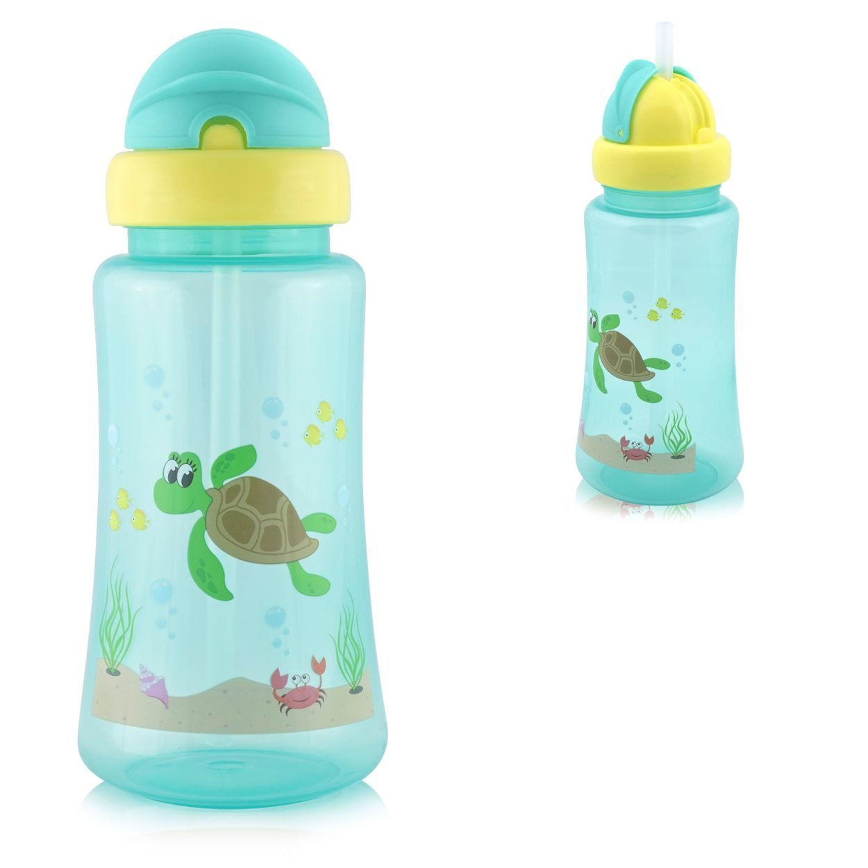 Baby Care Trinkflasche Trinkflasche Sport Sipper 330ml, Strohhalm, Tiere, Schutzdeckel