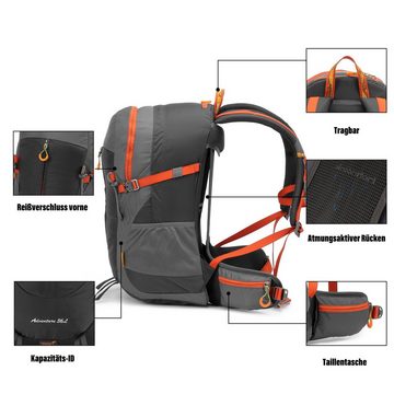 TAN.TOMI Wanderrucksack 36L Großer Wanderrucksack mit Rückenbelüftung, Wasserdicht (Einschließlich Regenschutz), mit Regenschutz für Outdoor Reisen Camping Trekking