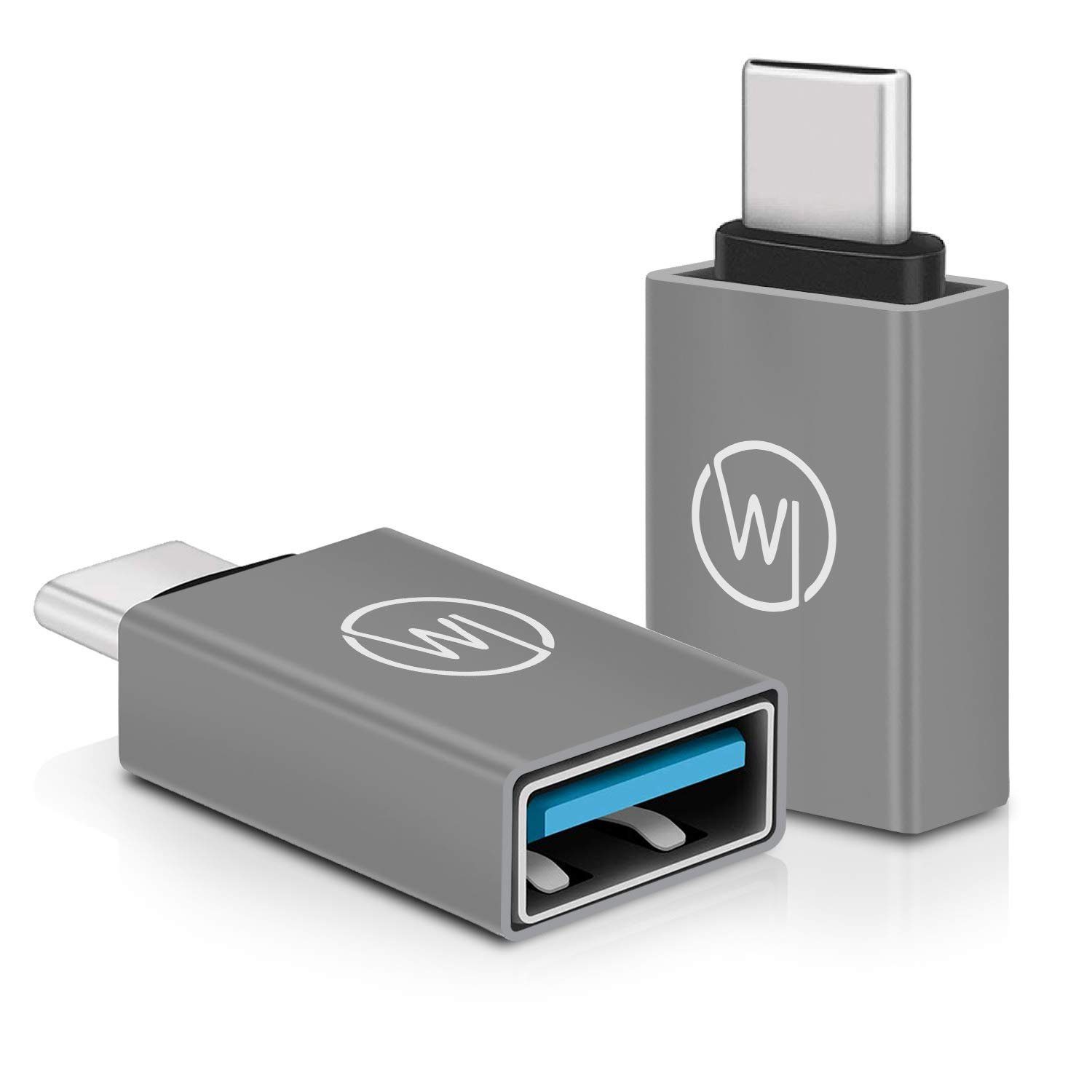 Wicked Chili 2x USB-C OTG Adapter für iPad Pro / Air, MacBook USB-Adapter USB-C zu USB-A, für iPad Pro (2018 2020 2021), Air 2021 / Macbook und Macbook Air mit