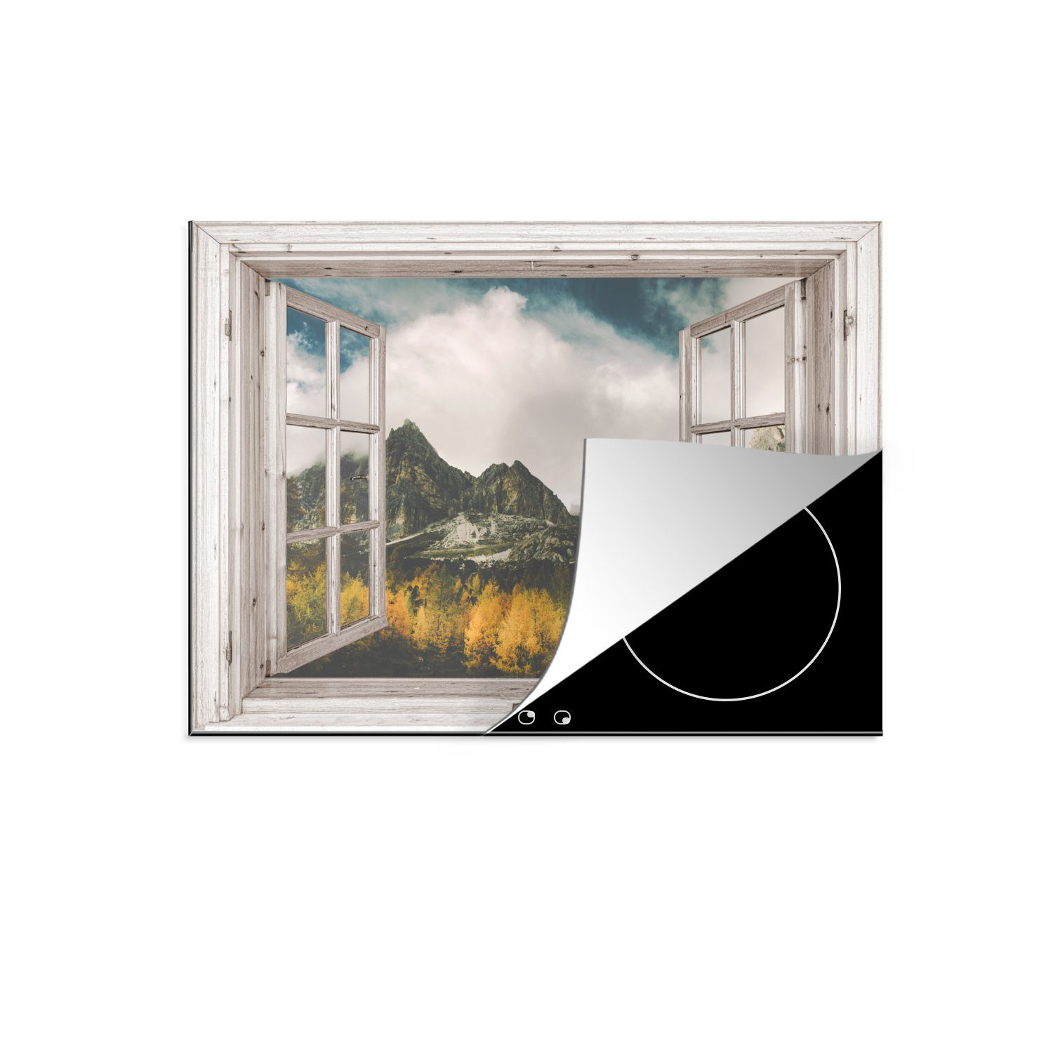 MuchoWow Herdblende-/Abdeckplatte Aussicht - Herbst - Berg, Vinyl, (1 tlg), 71x52 cm, Induktionskochfeld Schutz für die küche, Ceranfeldabdeckung
