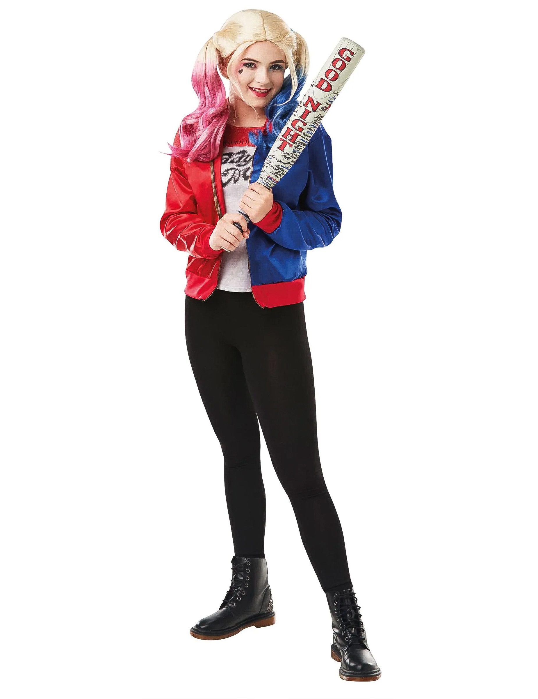 Rubie´s Kostüm Harley Quinn-Lizenzkostüm für Teenager blau-rot-weiss
