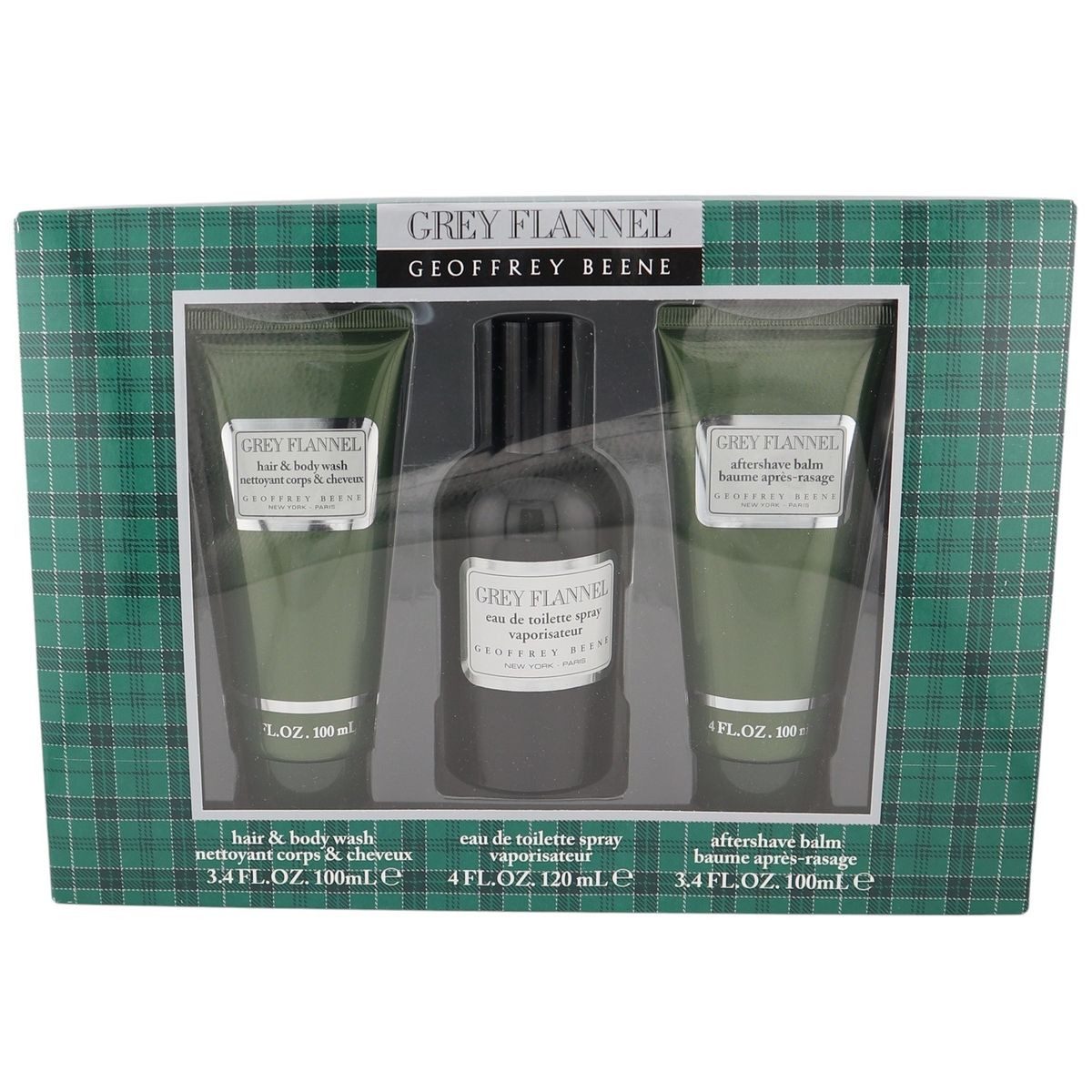 Geoffrey Beene Duft-Set Geoffrey Beene Grey Flannel 120 ml EDT Spray After Shave Balm Duschgel