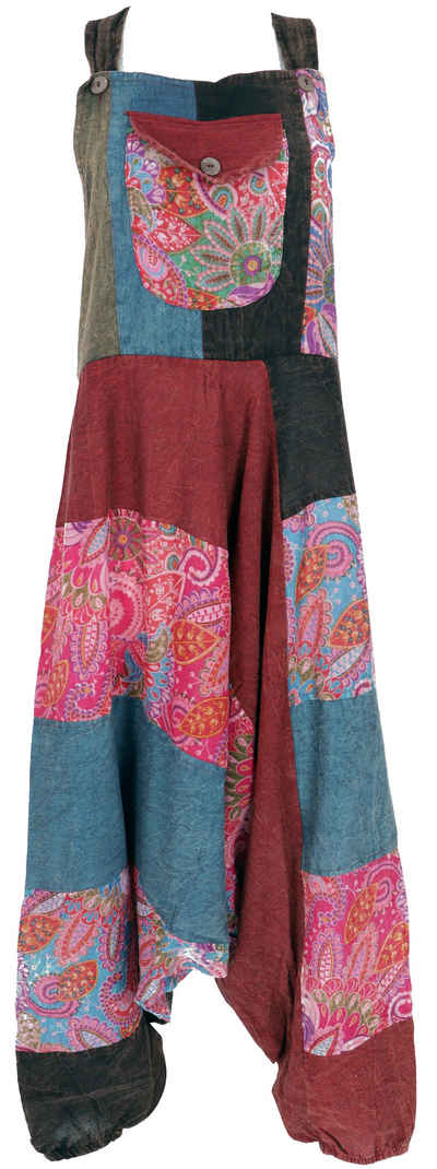 Guru-Shop Relaxhose Unikat Patchwork Boho Latzhose, bunter.. Ethno Style, alternative Bekleidung