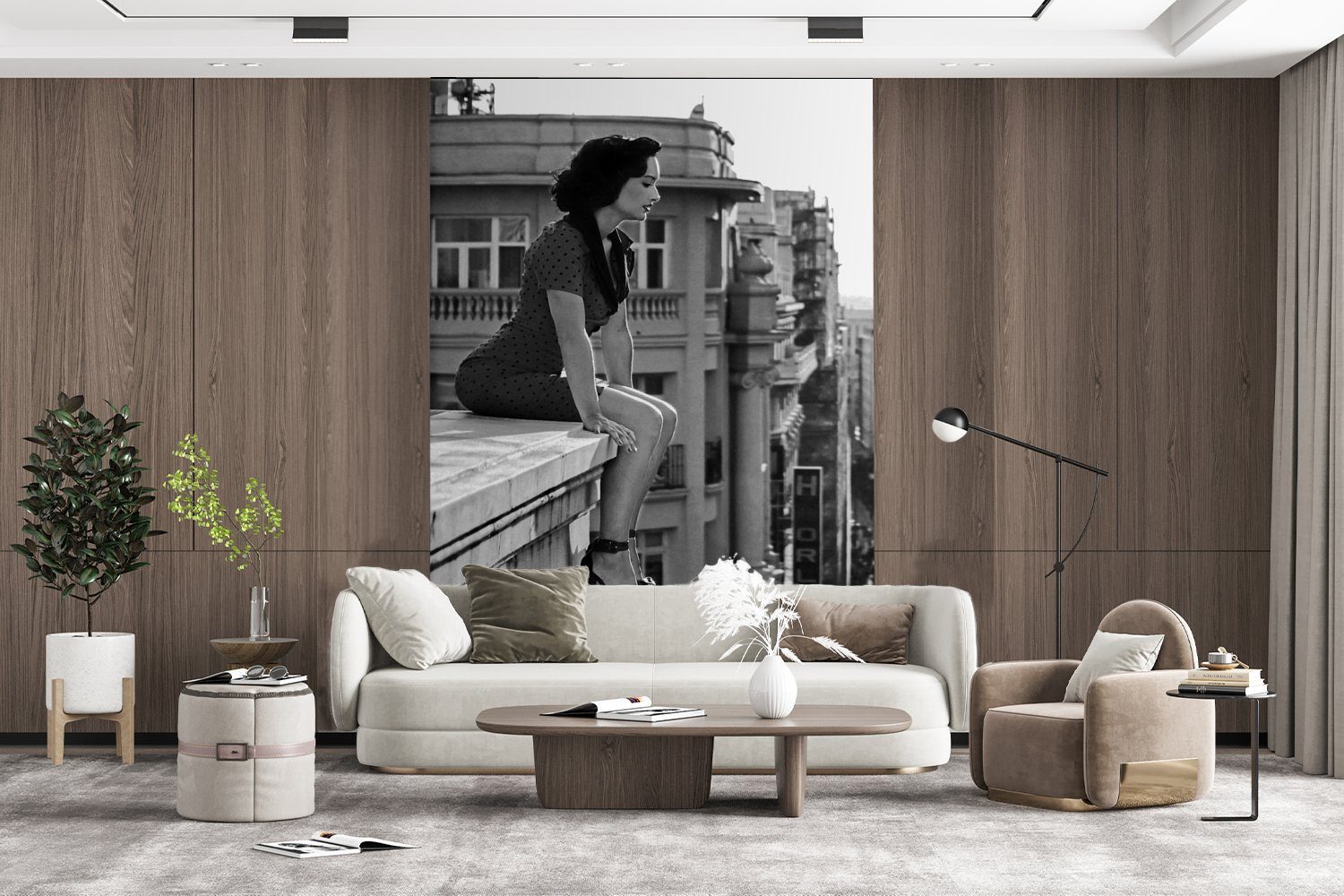bedruckt, Matt, MuchoWow Architektur St), (3 Frau, - Wandtapete Spanien - Madrid Vinyl Montagefertig für Wohnzimmer, - Tapete Fototapete