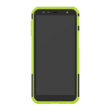 CoolGadget Handyhülle Grün als 2in1 Schutz Cover Set für das Samsung Galaxy J6 Plus 6 Zoll, 2x Glas Display Schutz Folie + 1x TPU Case Hülle für Galaxy J6 Plus