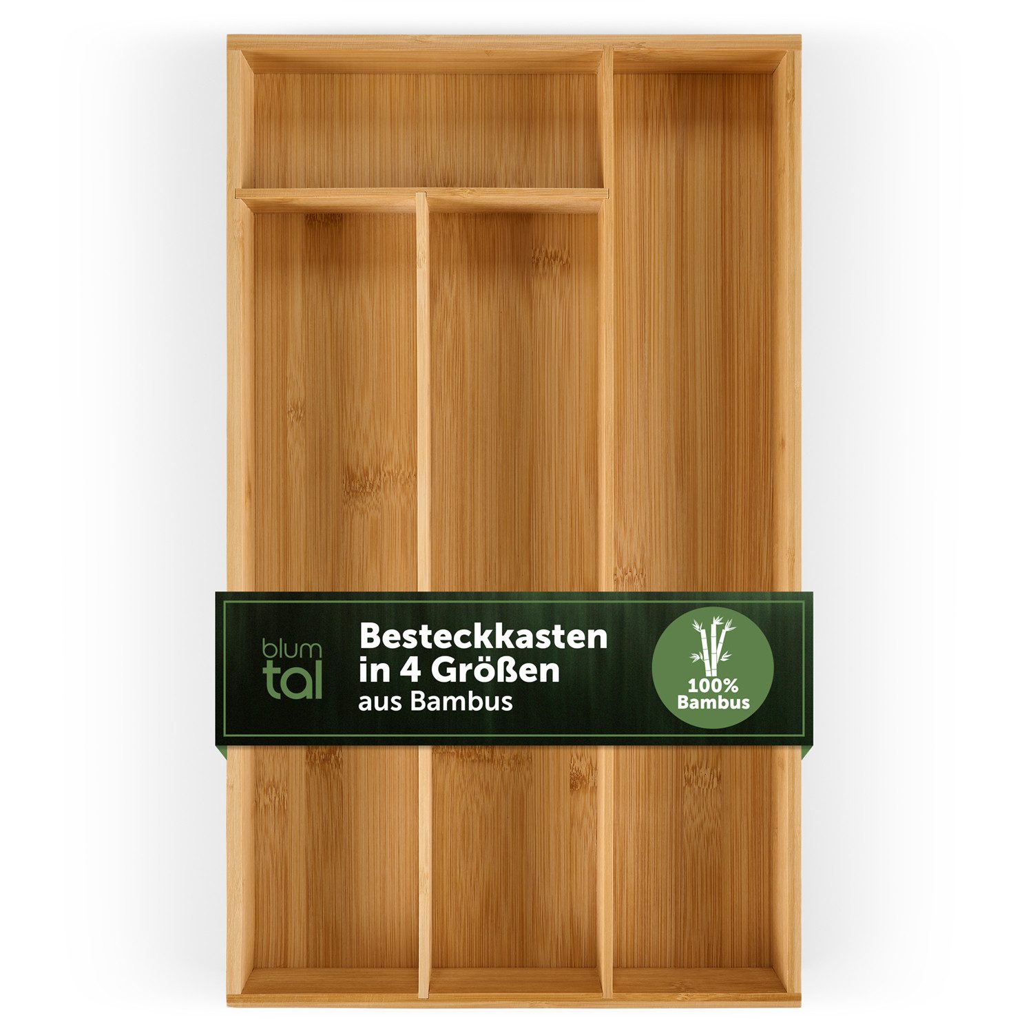 Blumtal Besteckkasten Einlagen, aus Bambus (mit 4 oder 5 Fächern als Organizer für Besteck und Haushaltsartikel), leicht abwischbar, passend für IKEA Maximera