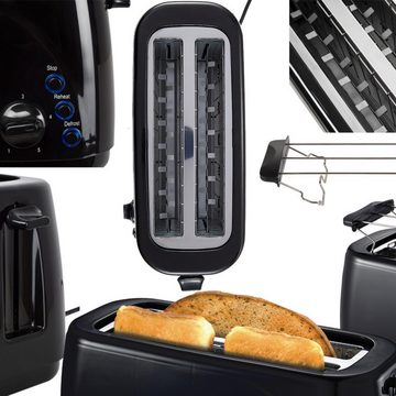 Zilan Toaster ZLN-2713, 2 lange Schlitze, für 4 Scheiben, 1400 W, mit Brötchenaufsatz