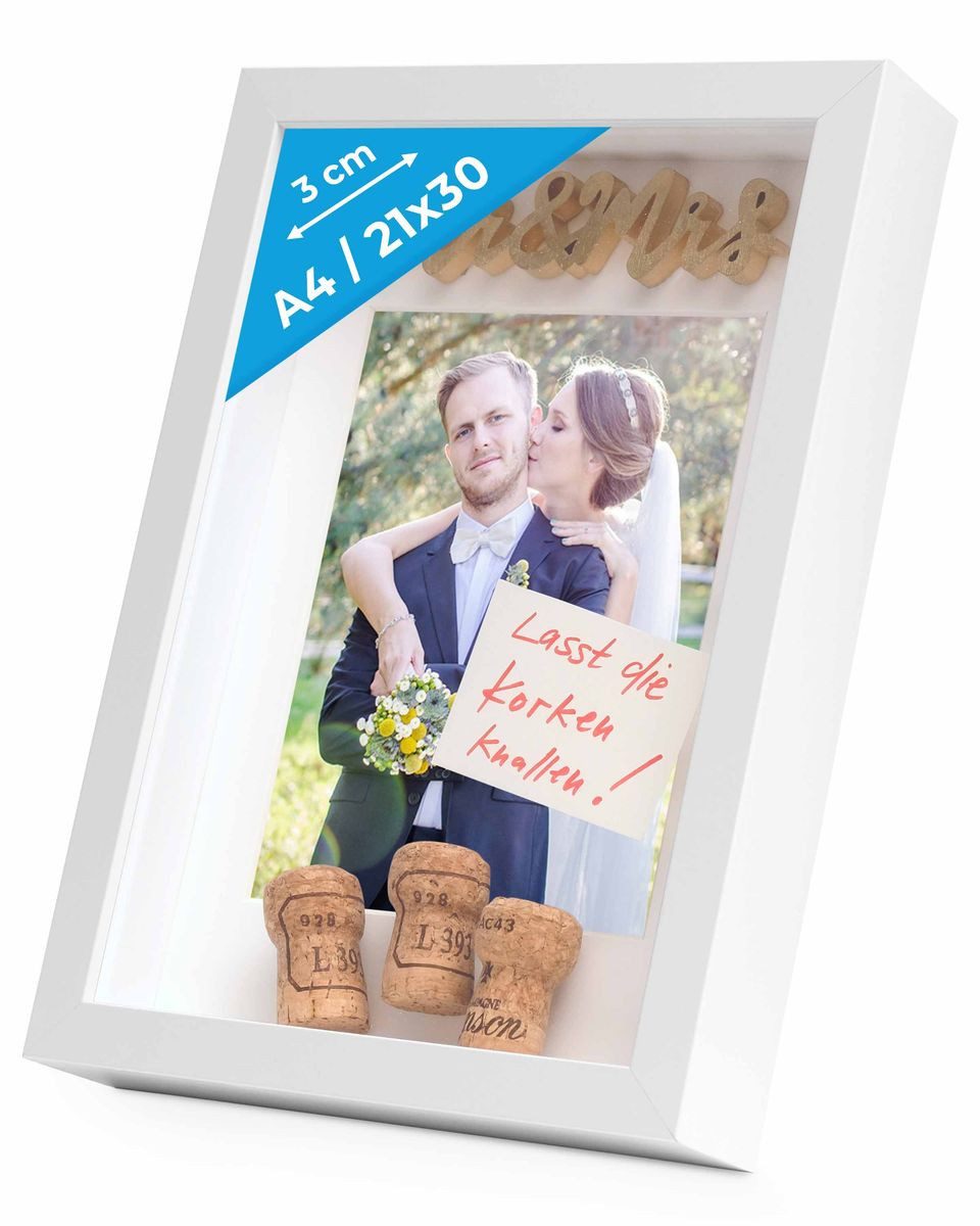 PHOTOLINI Bilderrahmen 3D-Rahmen mit Passepartout / für Objekte bis 3 cm Ti günstig online kaufen